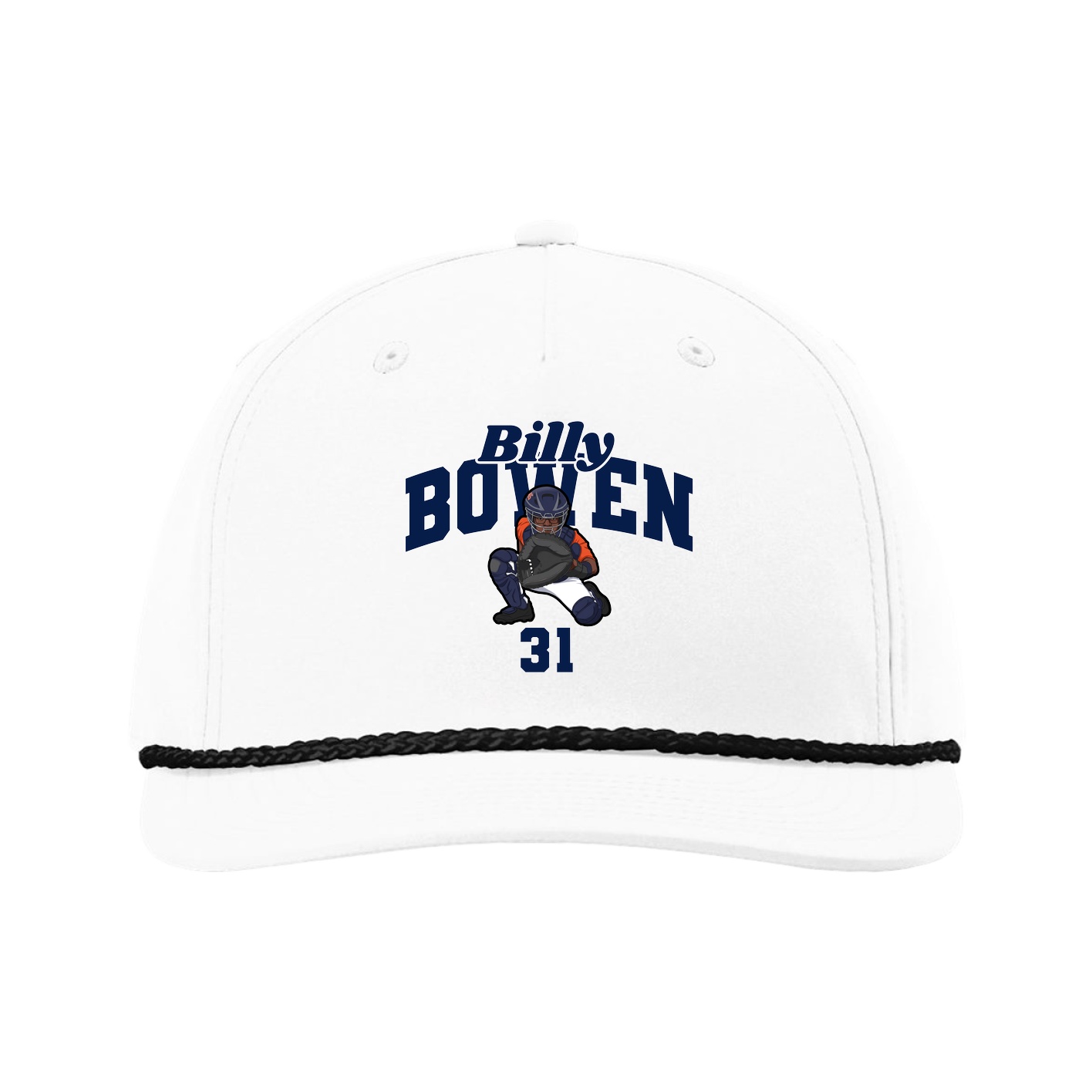 Five-Panel Classic Rope Cap — Signature Arch in White