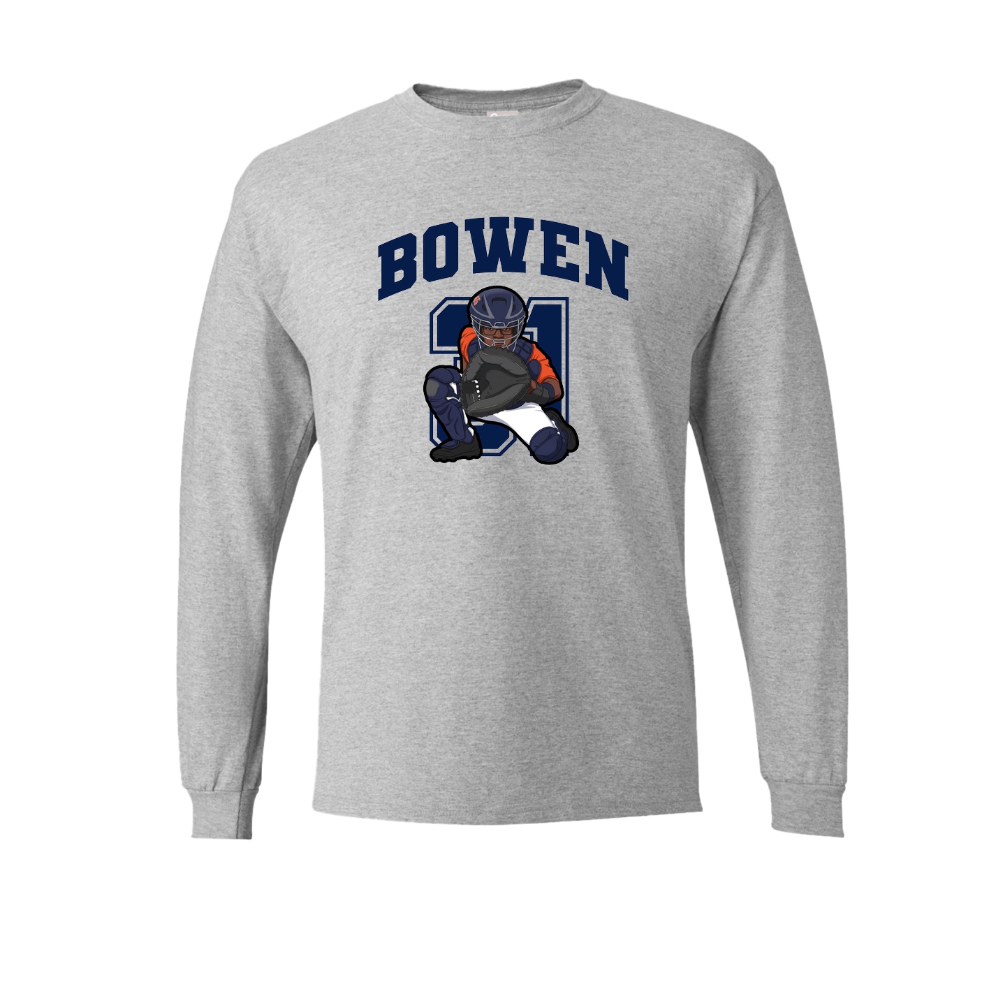 Long Sleeve Tee — Number in Grey