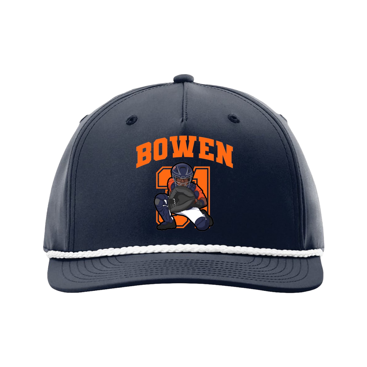 Five-Panel Classic Rope Cap — Number in Navy