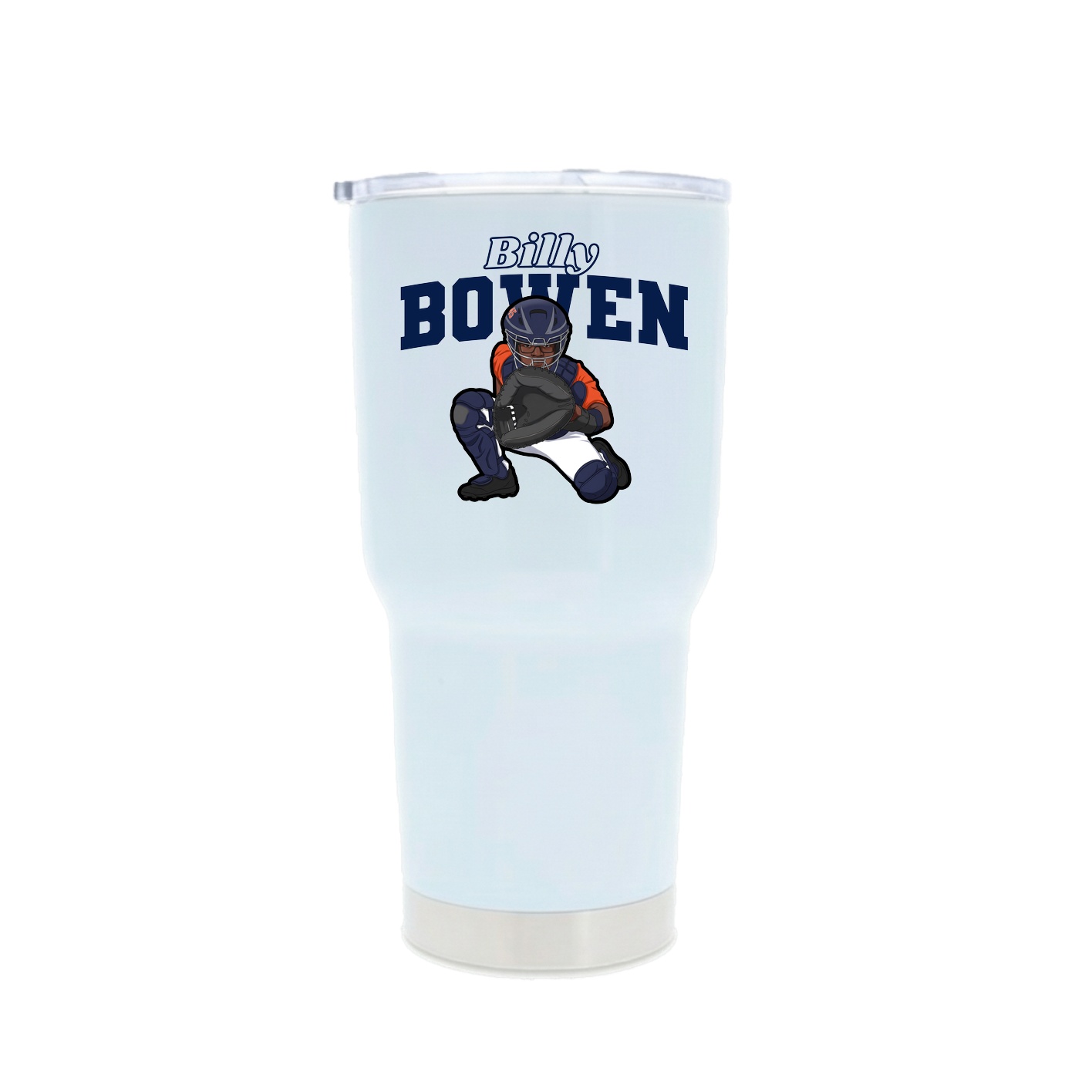 30oz Stainless Steel Tumbler — Name Arch in White