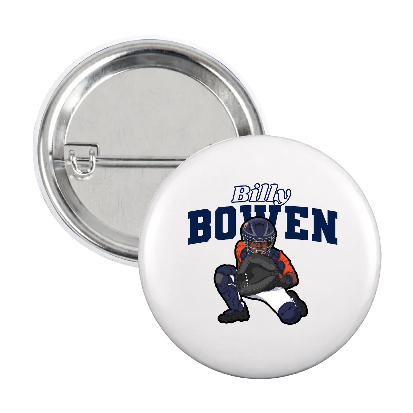 Game Day Button — Name Arch in White
