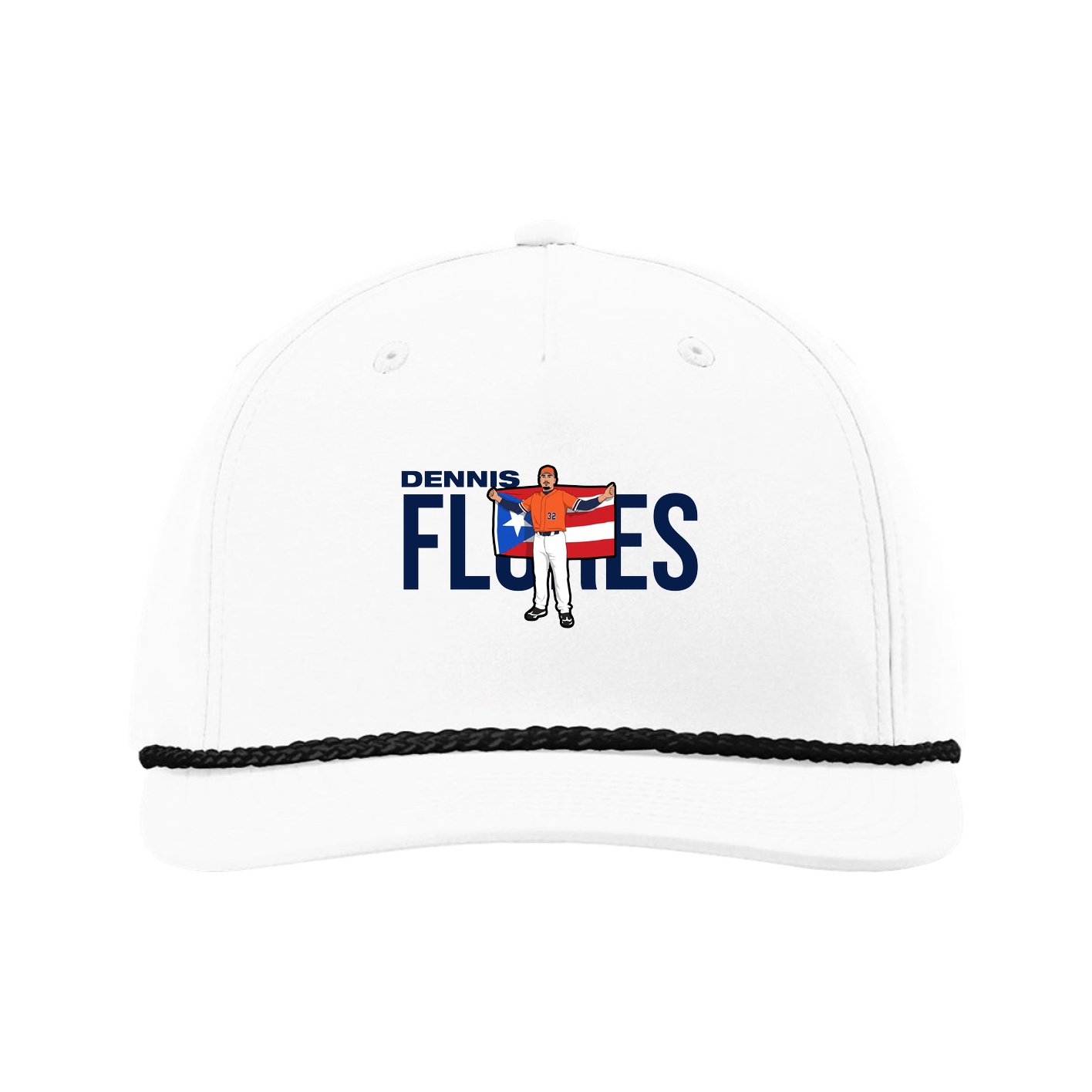 Five-Panel Classic Rope Cap — Player Name in White