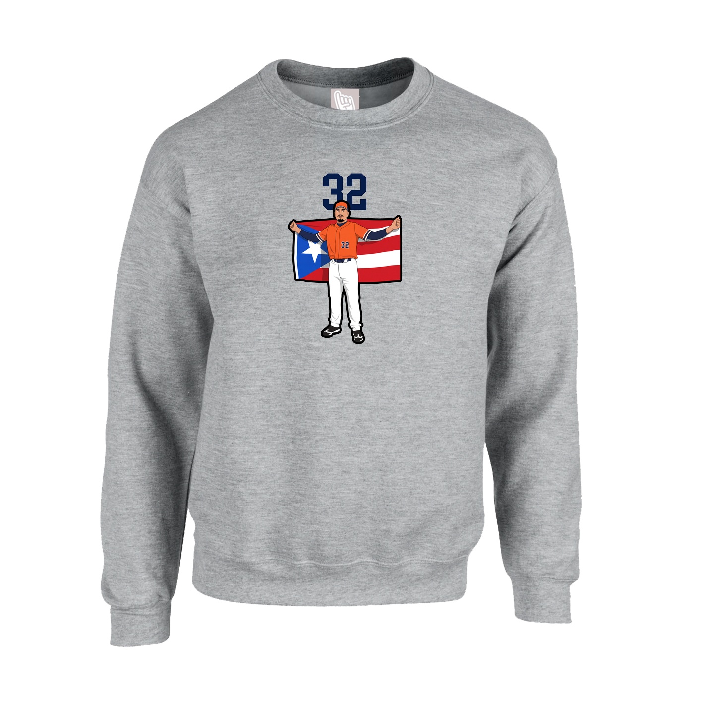 Fleece Crew — Number Top in Grey