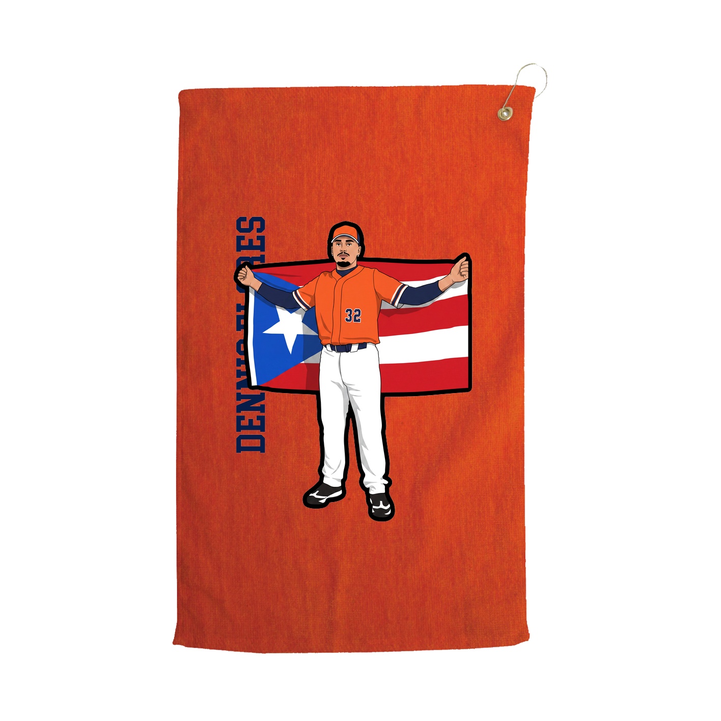 Golf Towel — Name Vertical in Orange