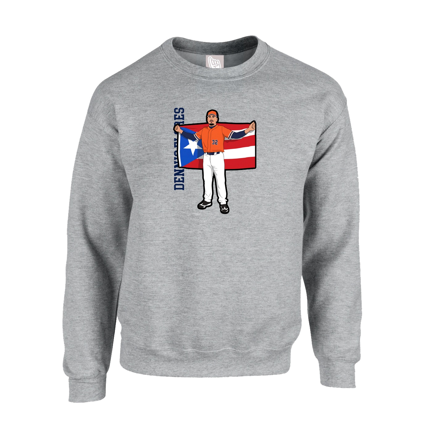Fleece Crew — Name Vertical in Grey