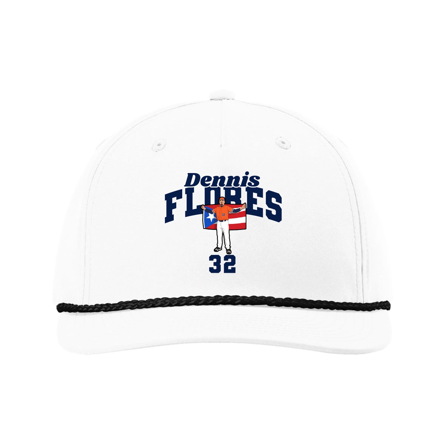 Five-Panel Classic Rope Cap — Signature Arch in White