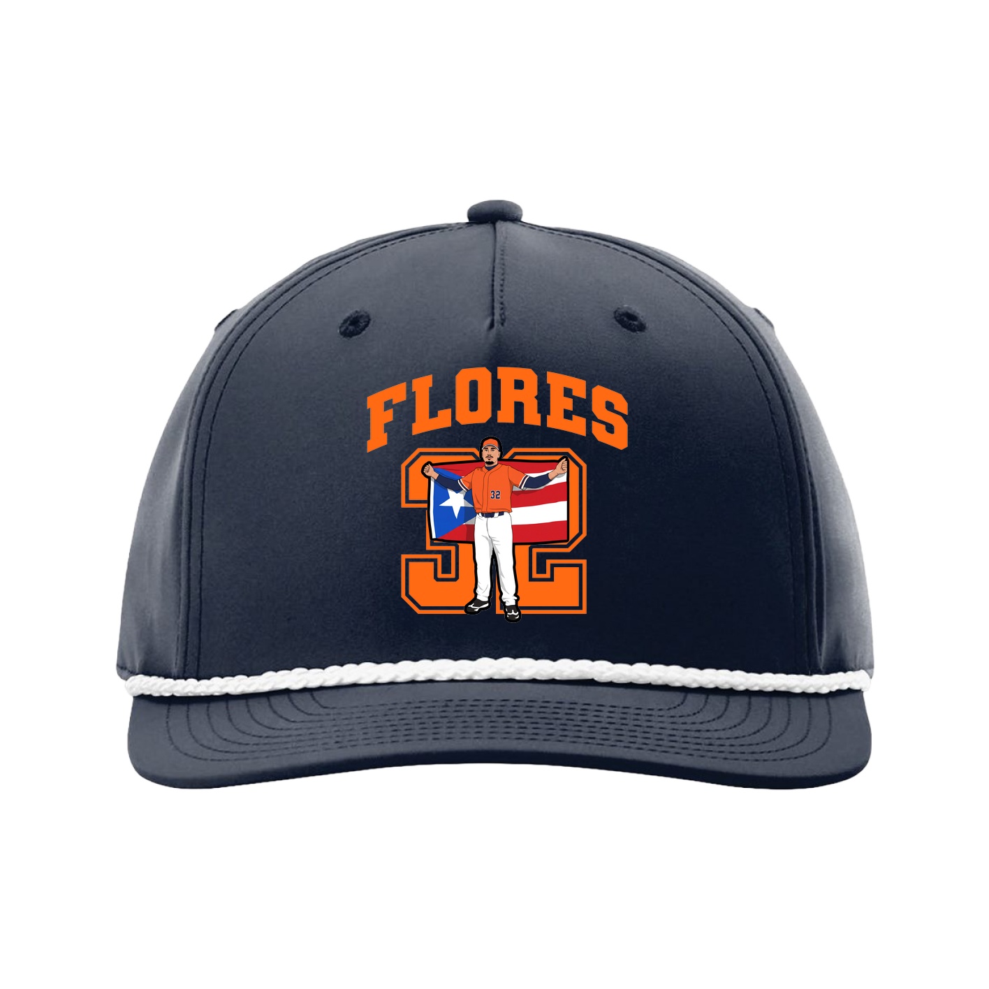 Five-Panel Classic Rope Cap — Number in Navy
