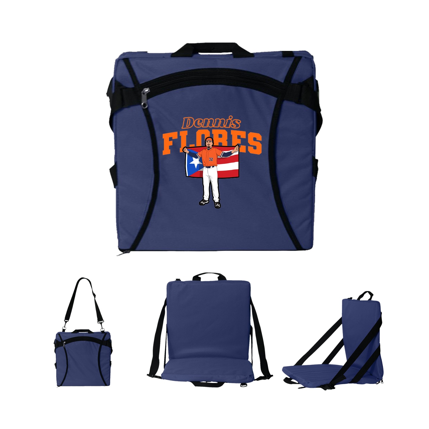 Folding Stadium Seat — Name Arch in Navy