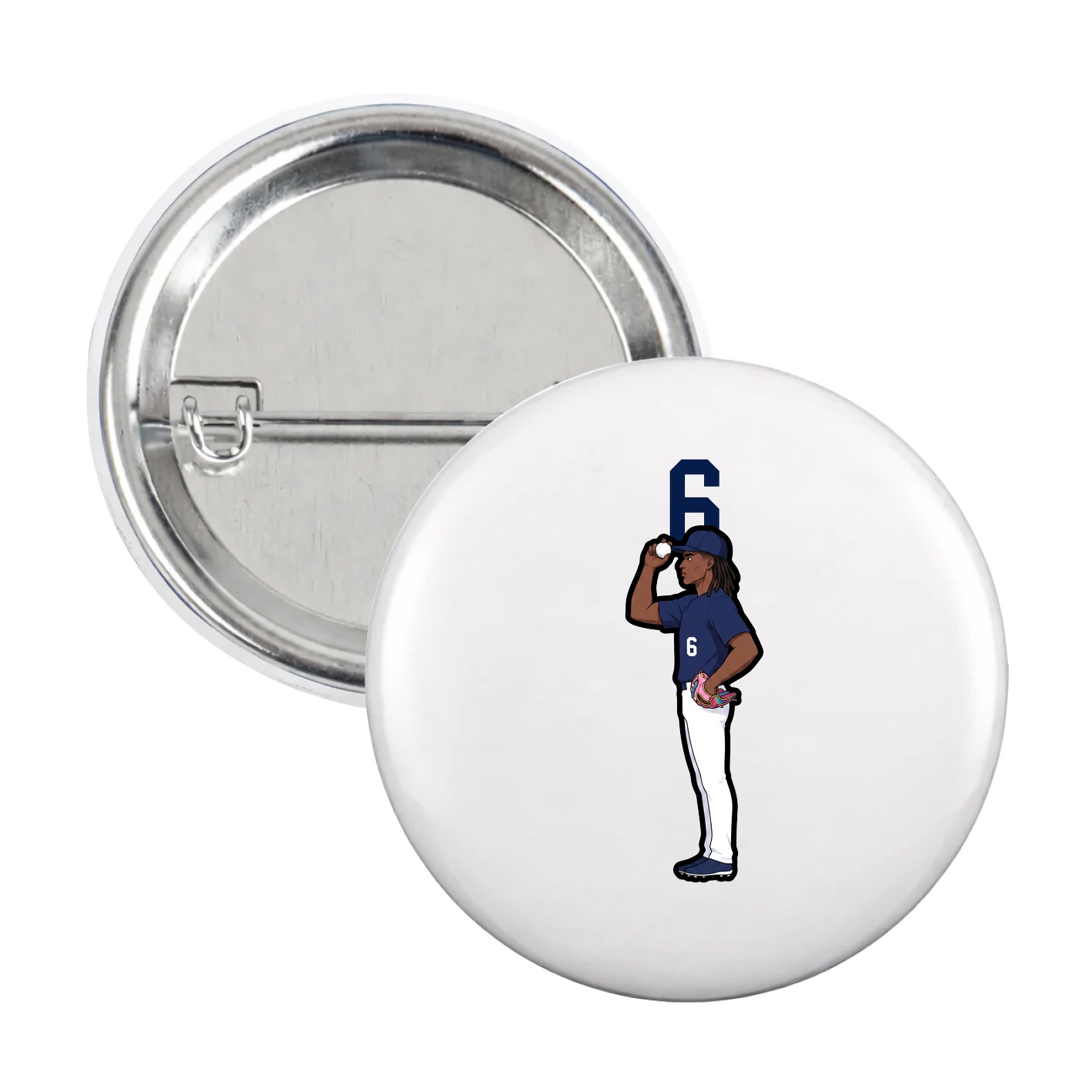 Game Day Button — Number Top in White