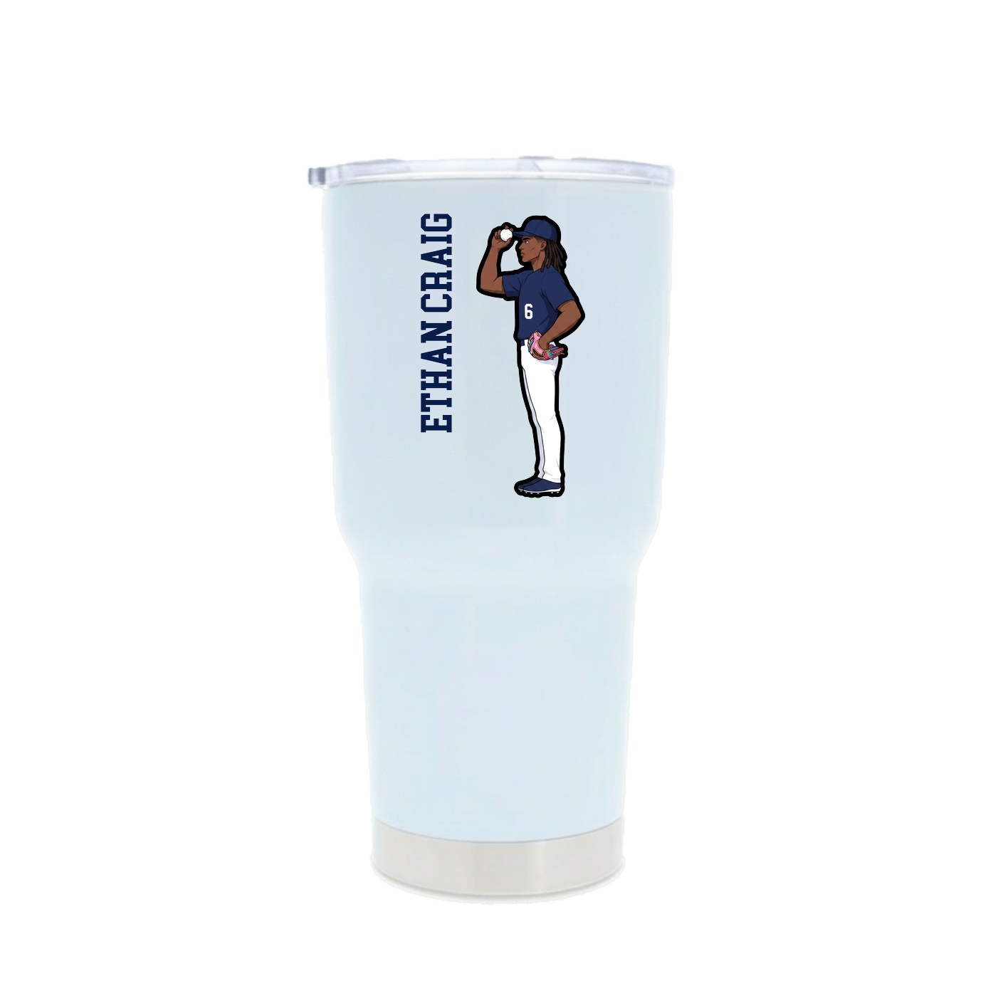 30oz Stainless Steel Tumbler — Name Vertical in White
