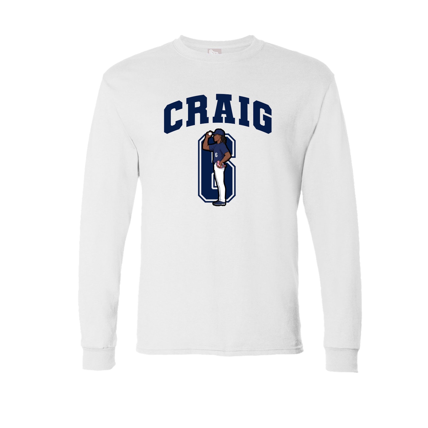 Long Sleeve Tee — Number in White