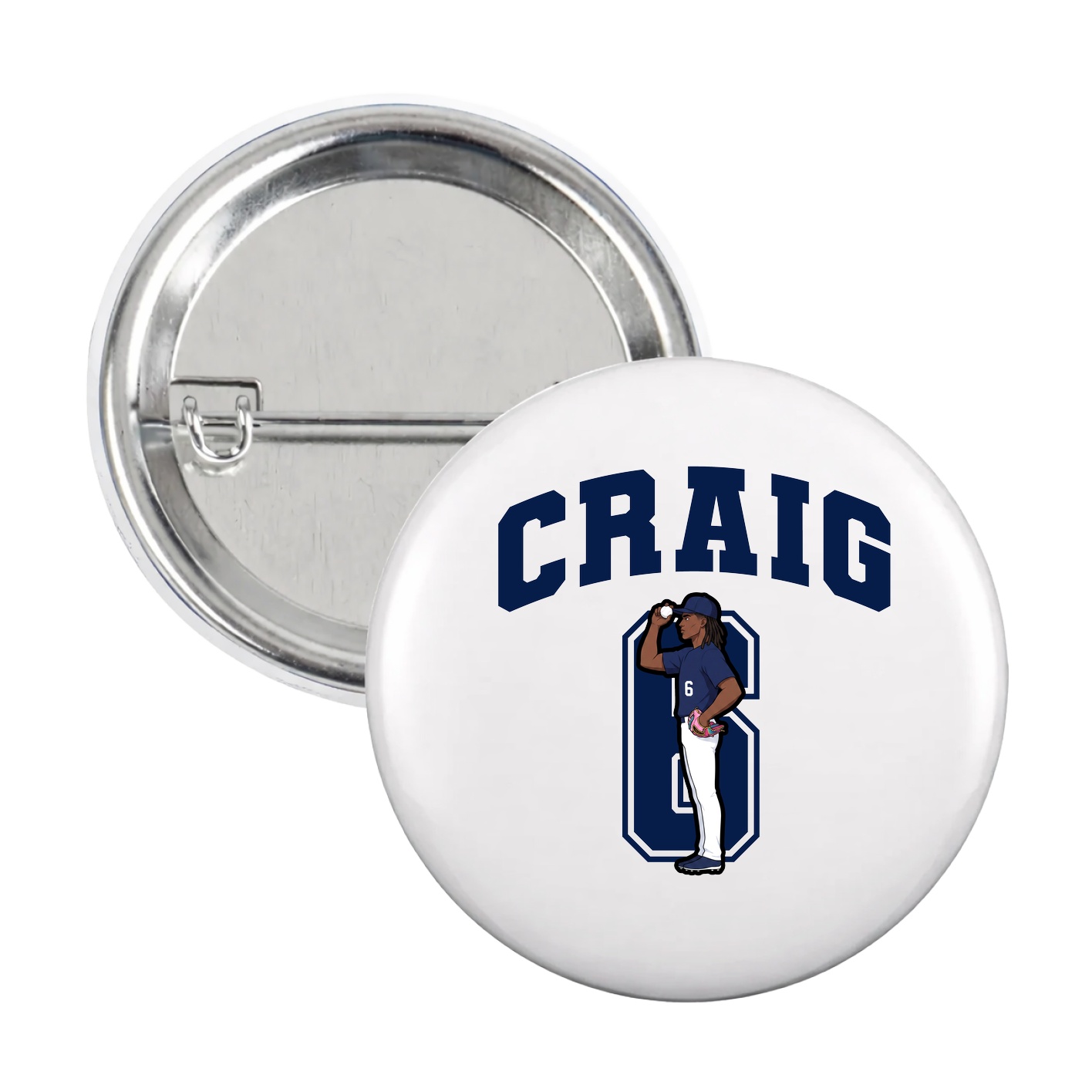 Game Day Button — Number in White