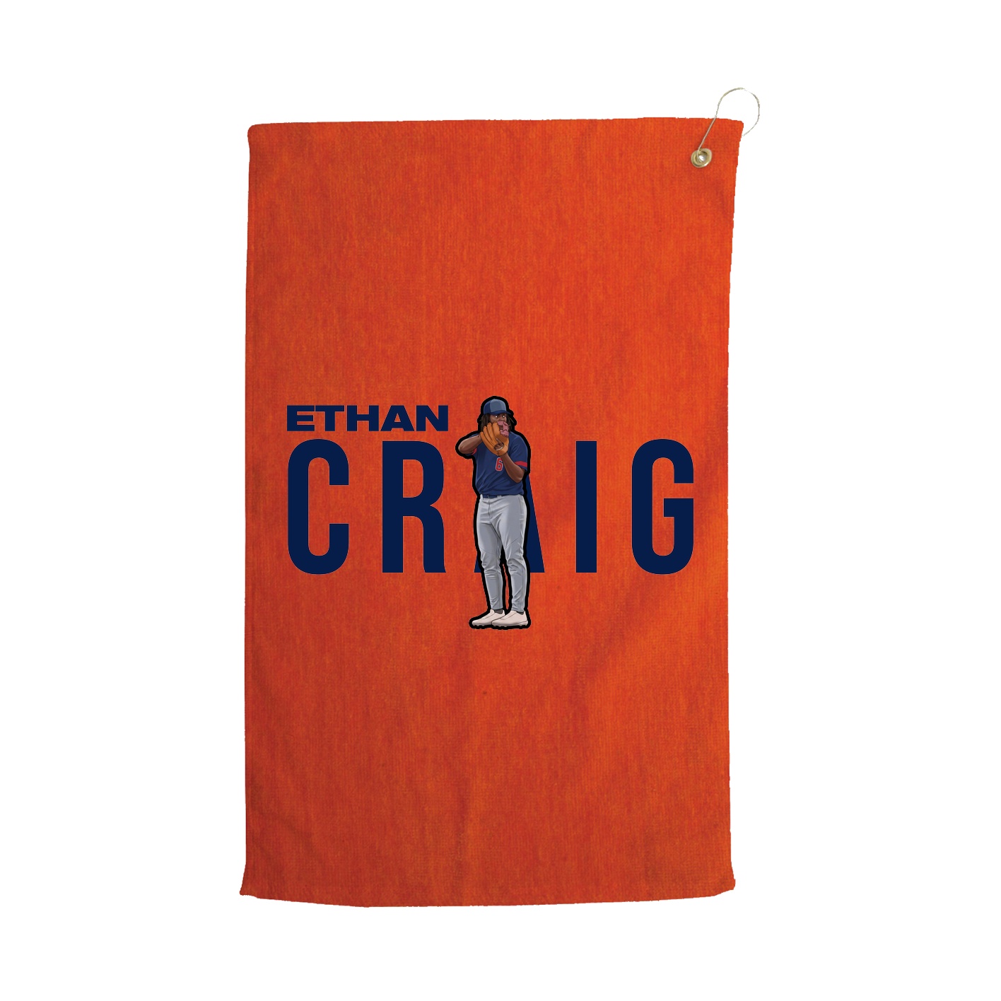 Golf Towel — Player Name in Orange