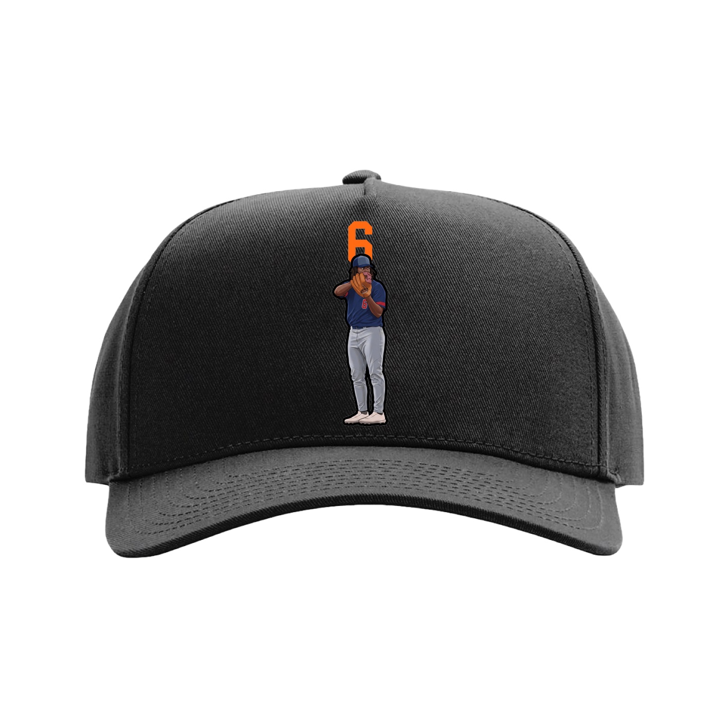 Full Fabric Five-Panel Champ Cap — Number Top in Black