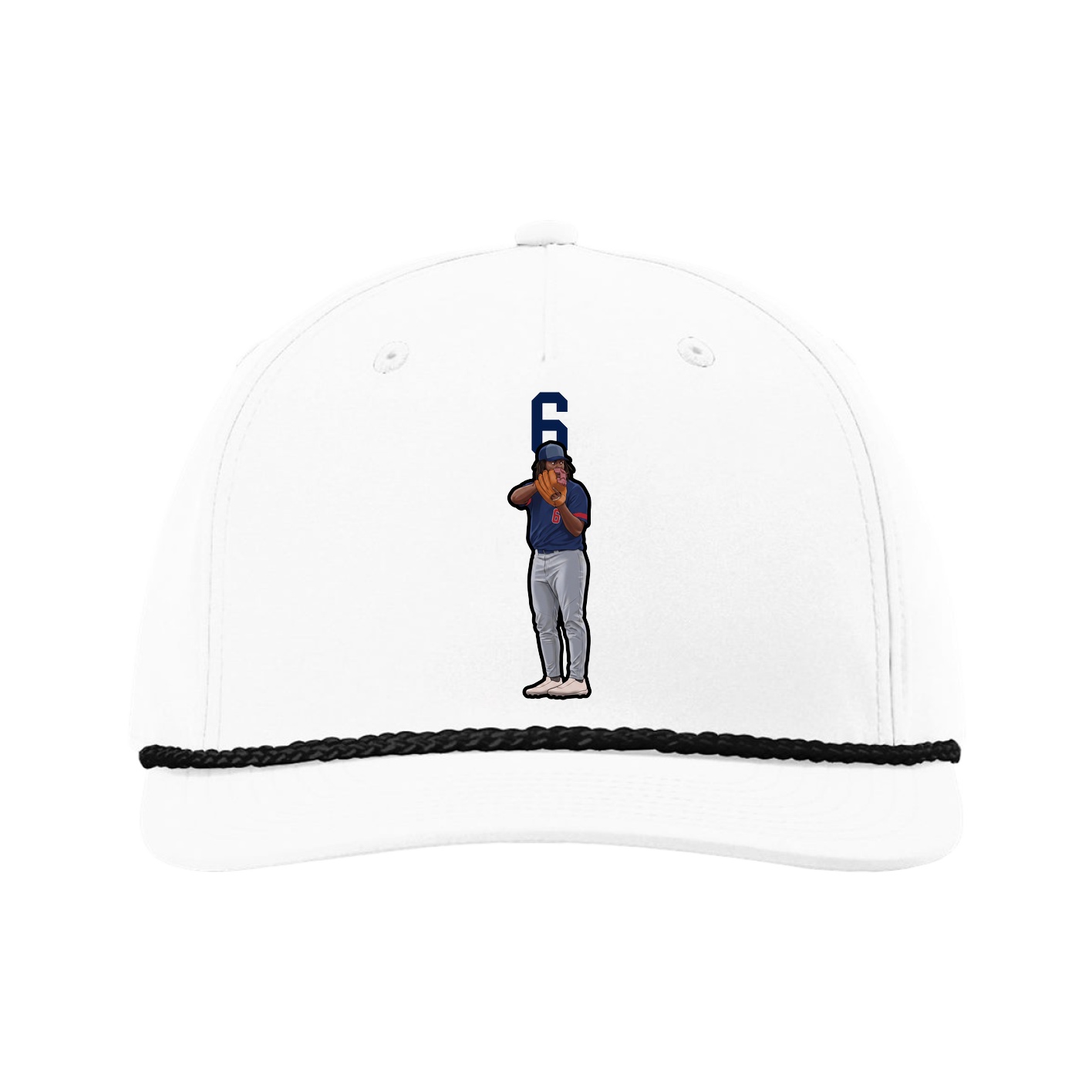 Five-Panel Classic Rope Cap — Number Top in White