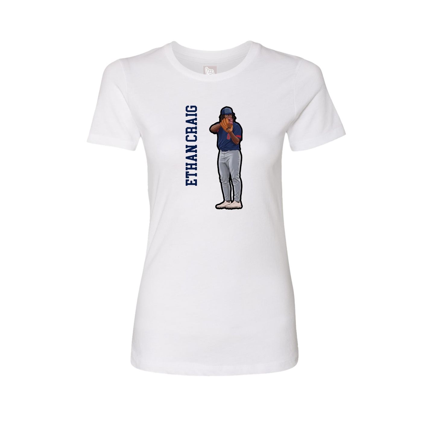 Fitted Women's Tee — Name Vertical in White