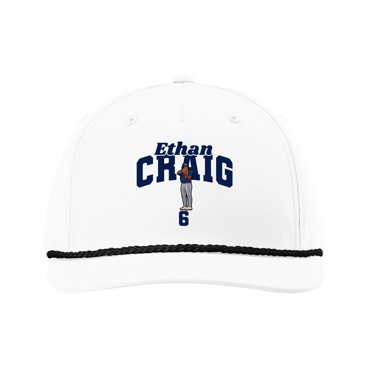 Five-Panel Classic Rope Cap — Signature Arch in White