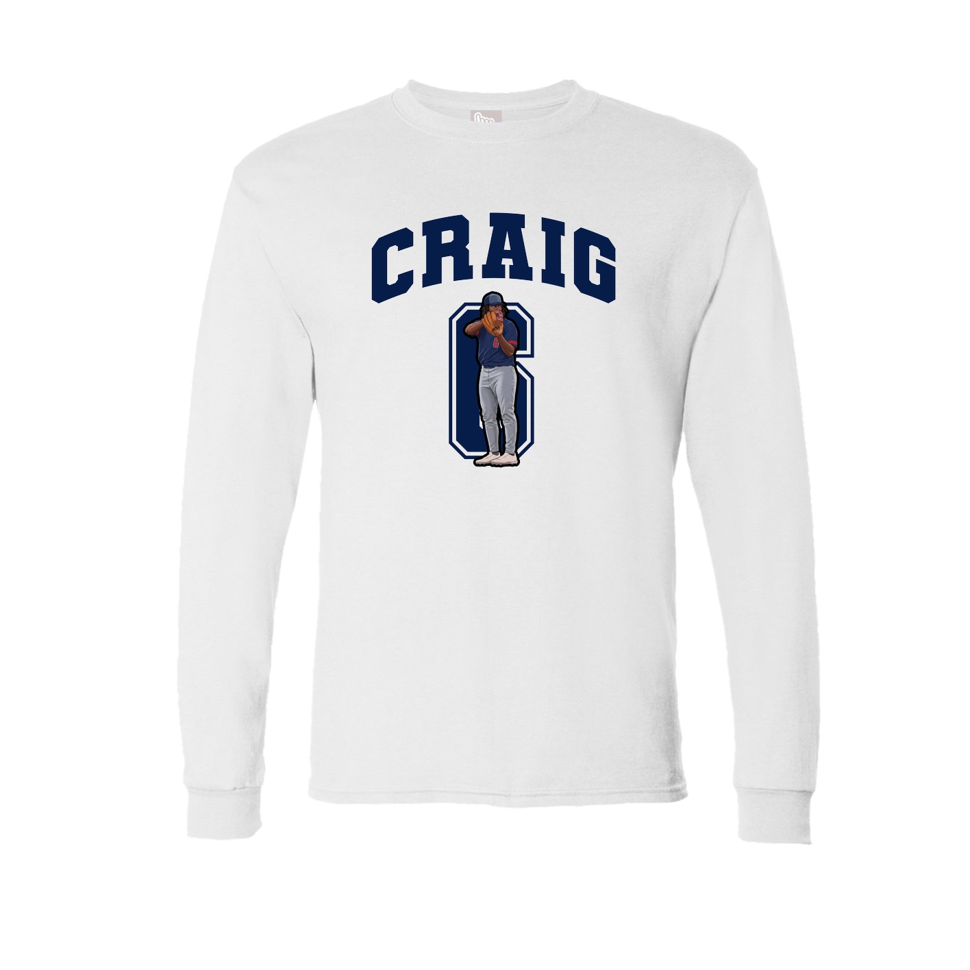 Long Sleeve Tee — Number in White