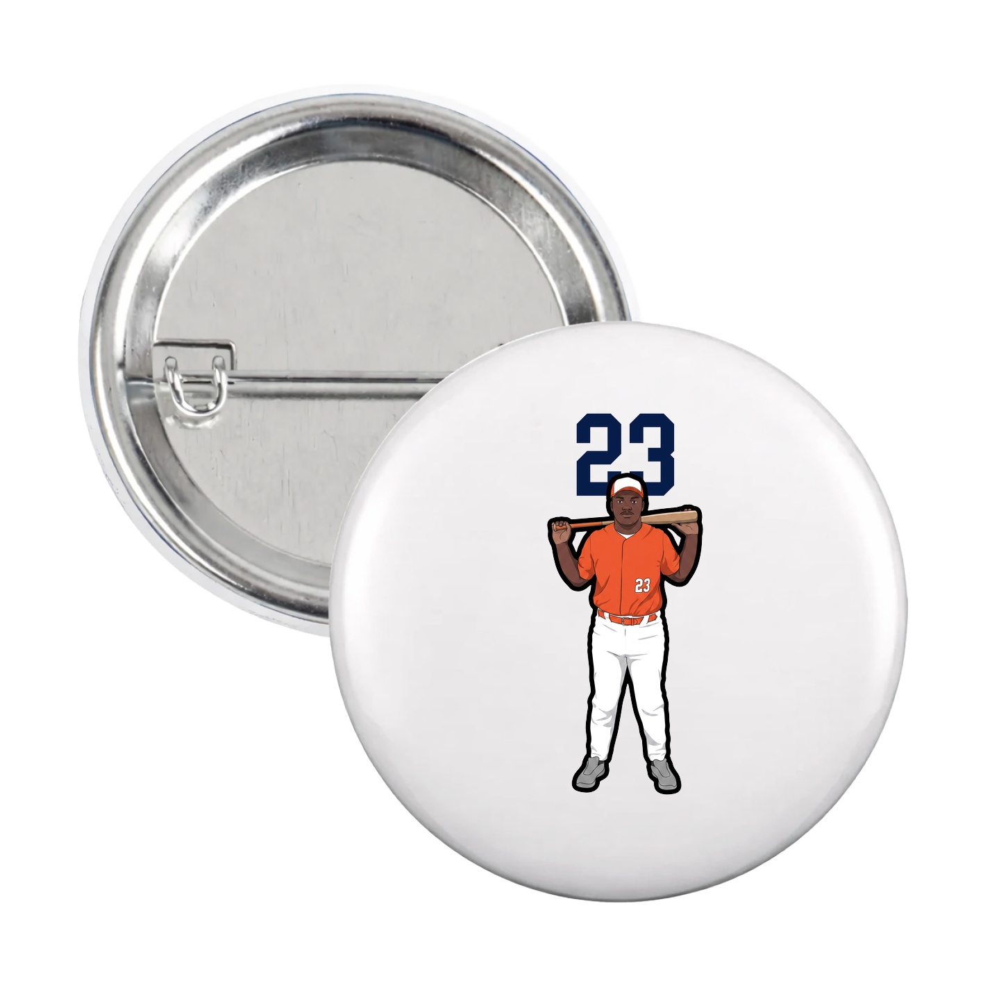 Game Day Button — Number Top in White