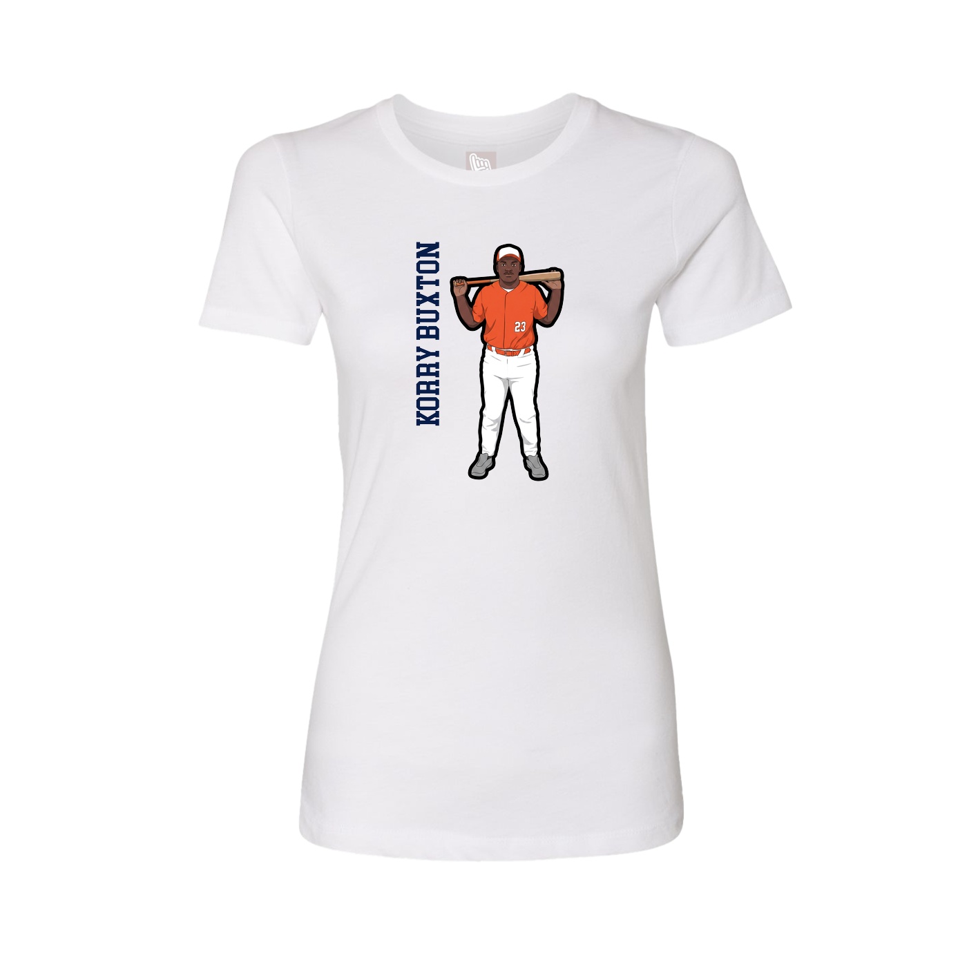 Fitted Women's Tee — Name Vertical in White