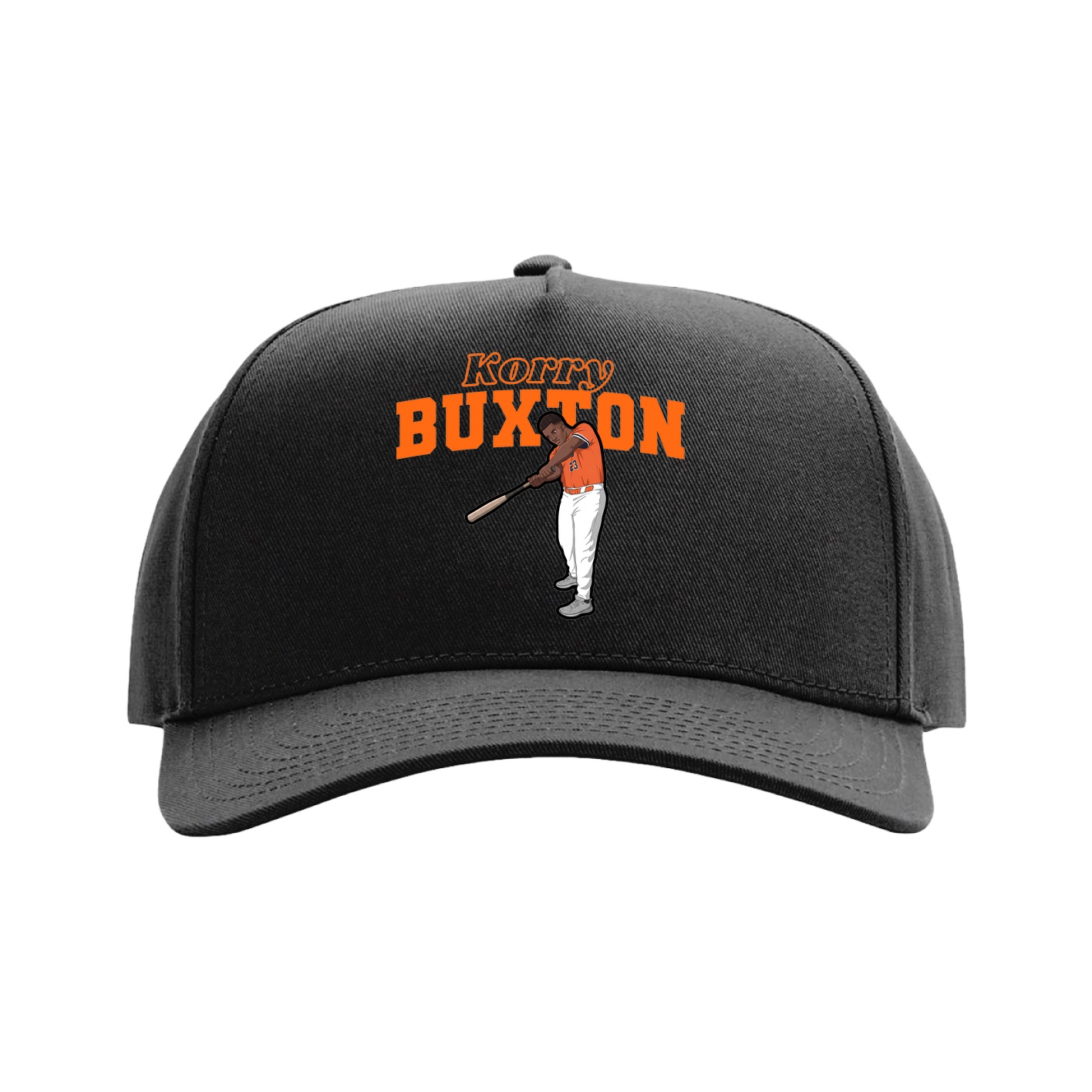 Full Fabric Five-Panel Champ Cap — Name Arch in Black
