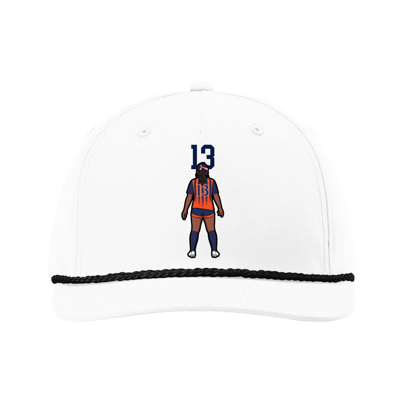 Five-Panel Classic Rope Cap — Number Top in White