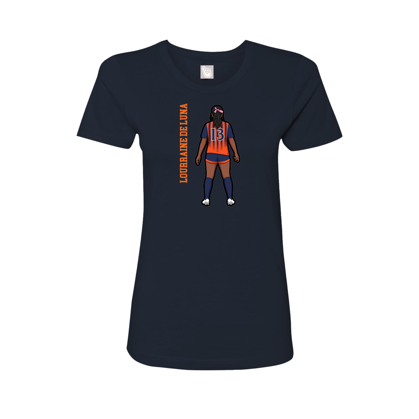 Fitted Women's Tee — Name Vertical in Navy