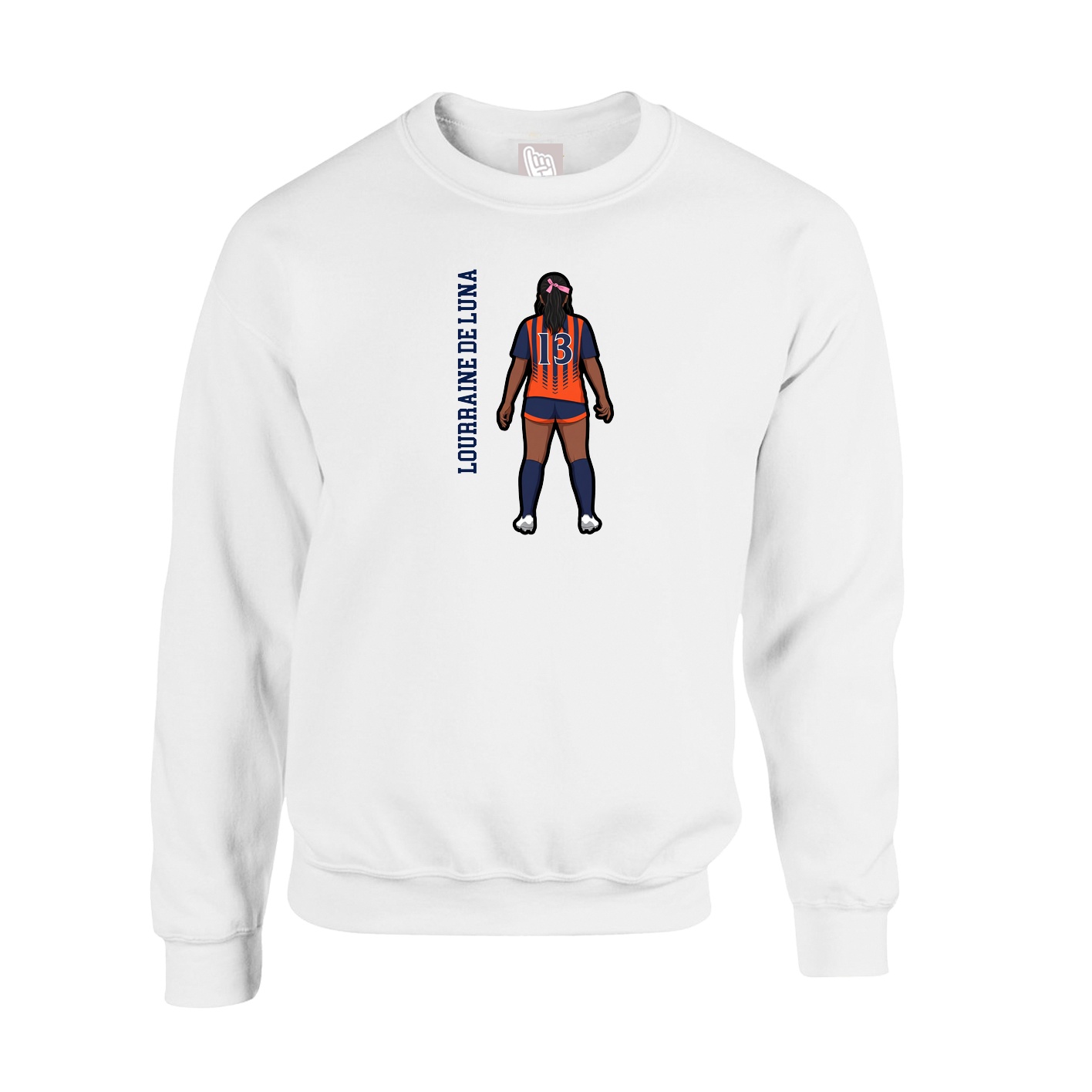 Fleece Crew — Name Vertical in White