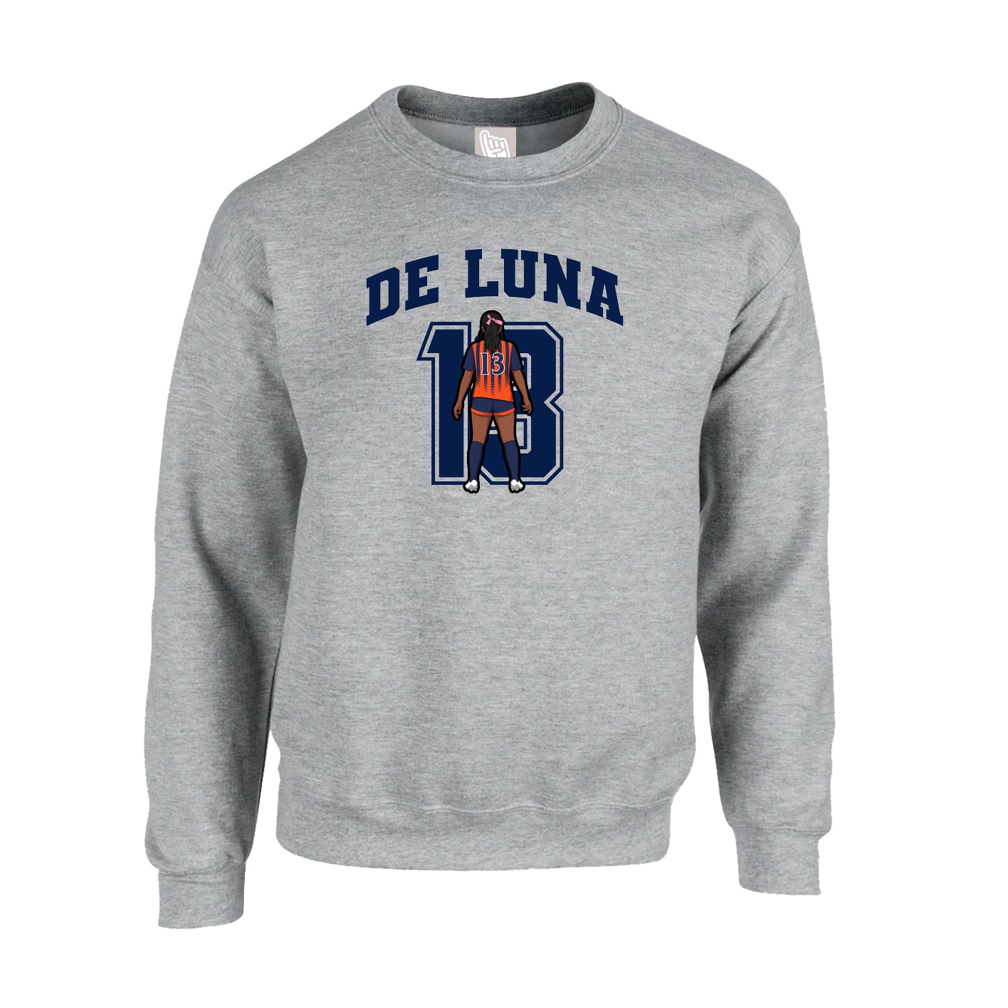 Fleece Crew — Number in Grey