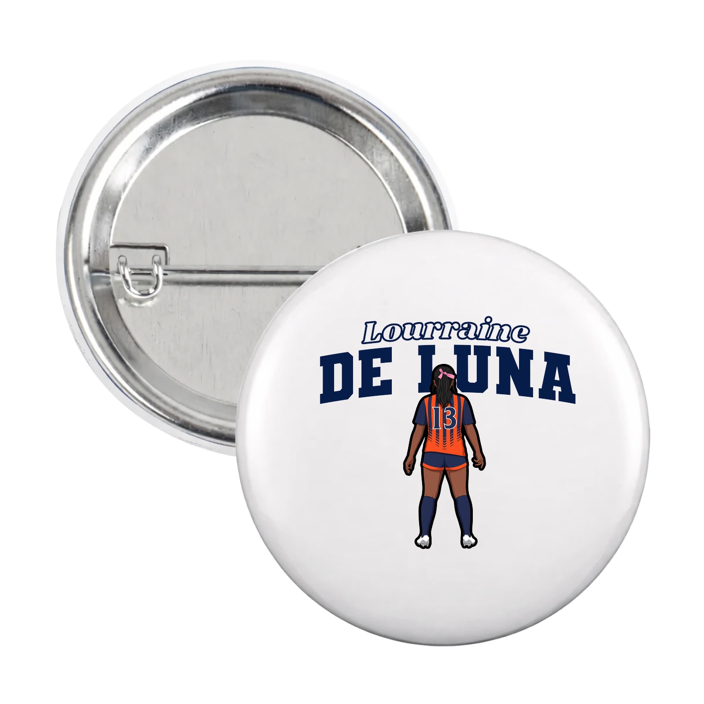 Game Day Button — Name Arch in White