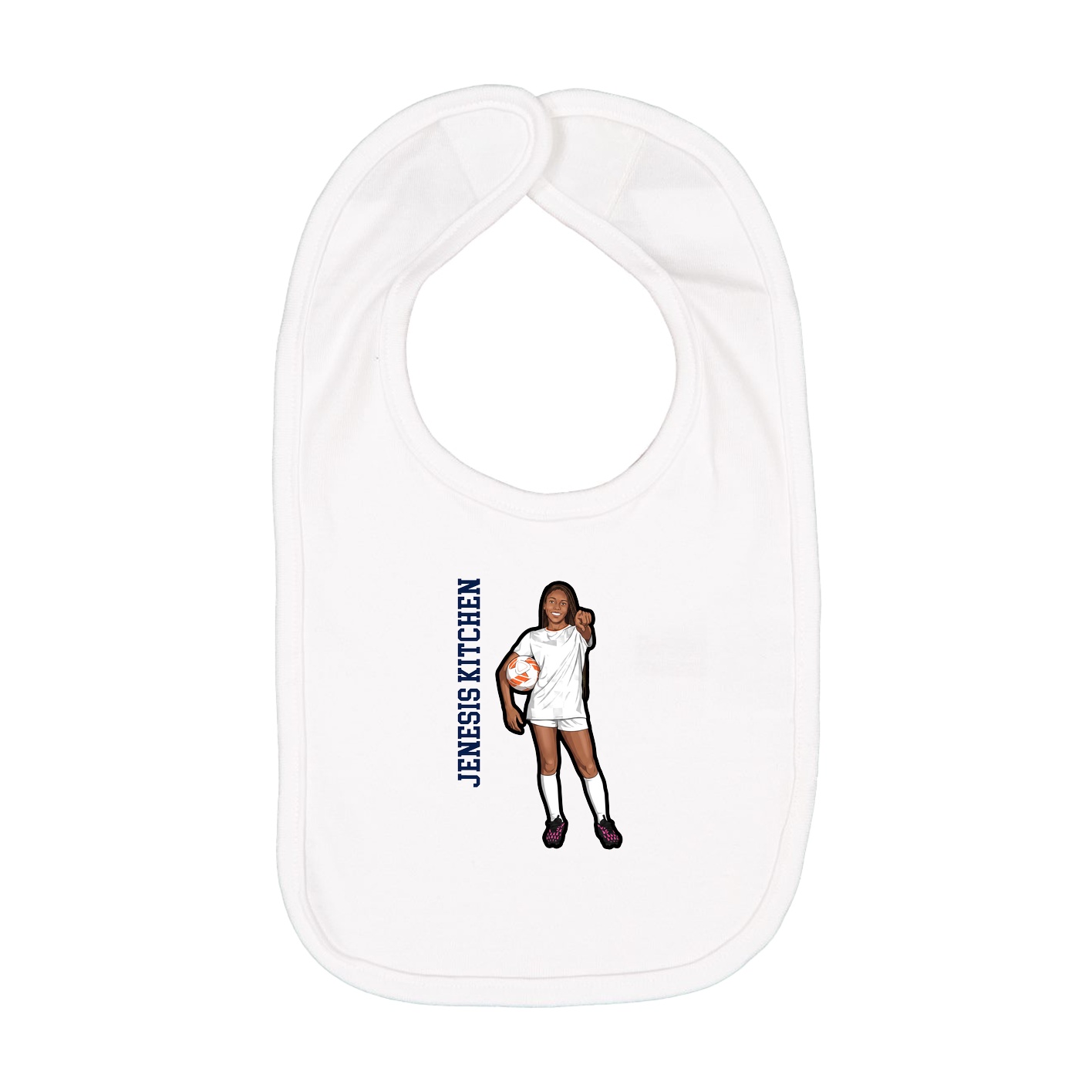 Infant Bib — Name Vertical in White