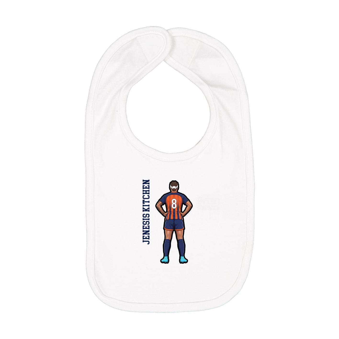 Infant Bib — Name Vertical in White
