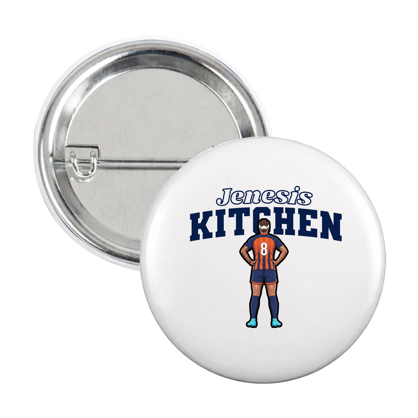 Game Day Button — Name Arch in White
