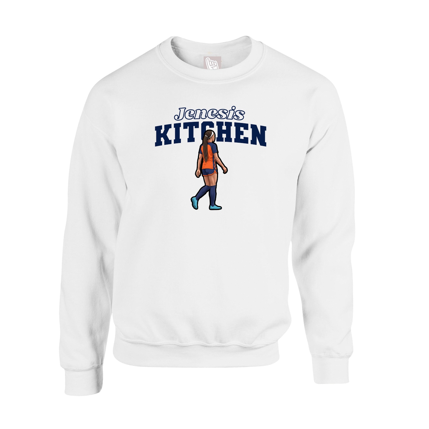 Fleece Crew — Name Arch in White