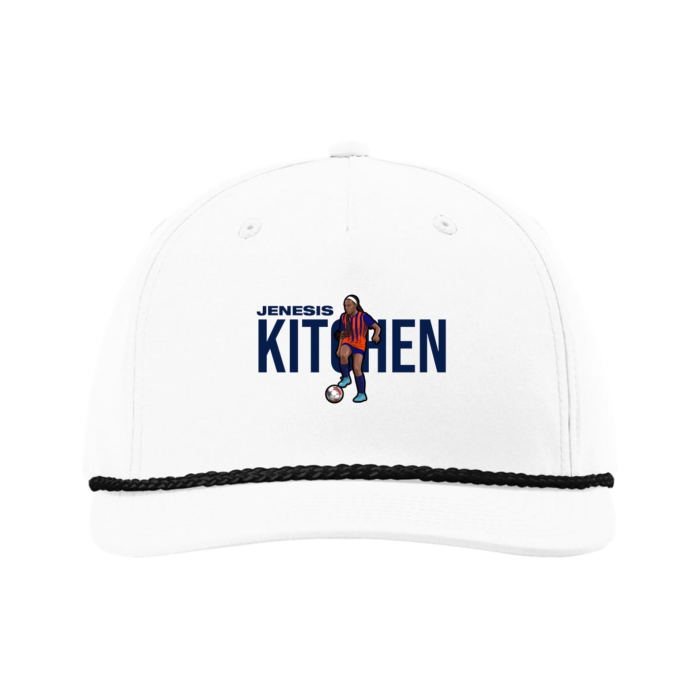 Five-Panel Classic Rope Cap — Player Name in White