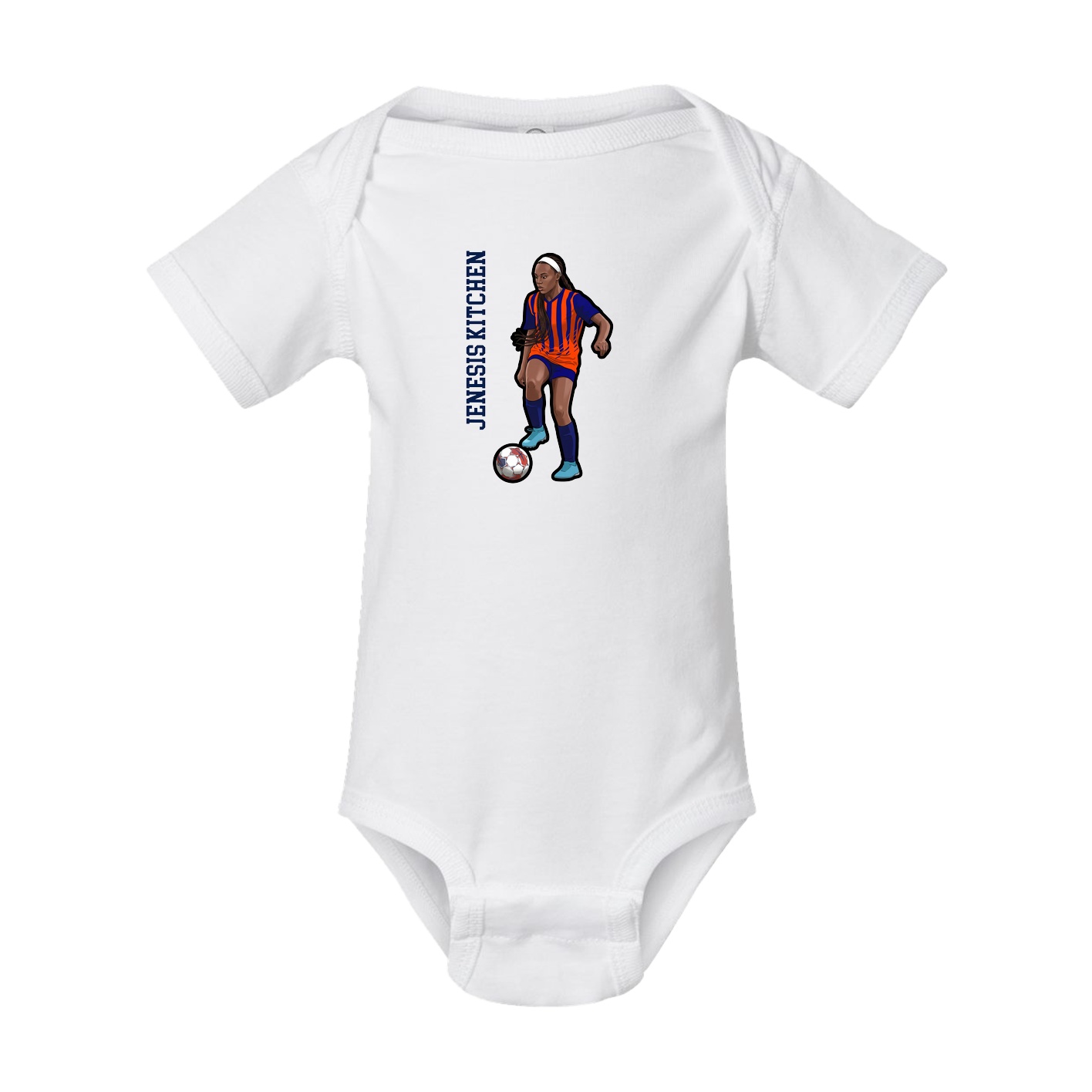 Baby Onesie — Name Vertical in White