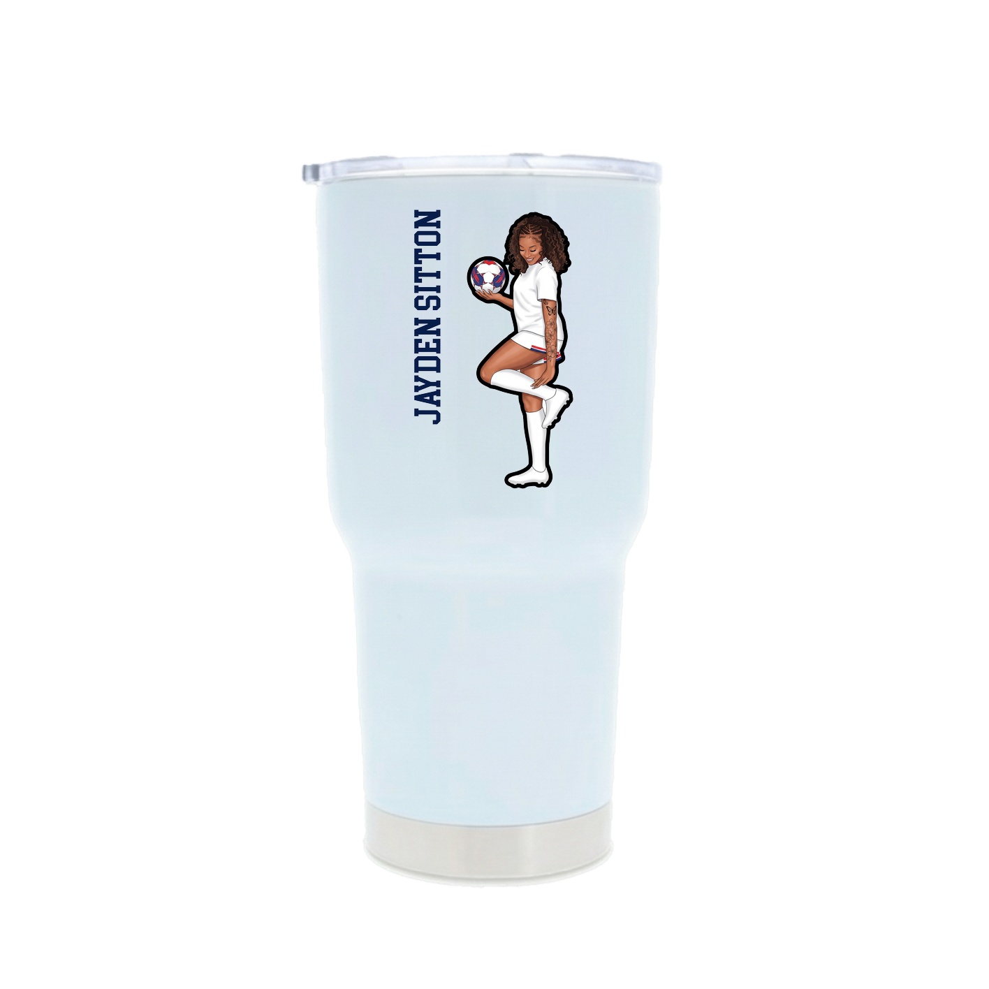 30oz Stainless Steel Tumbler — Name Vertical in White