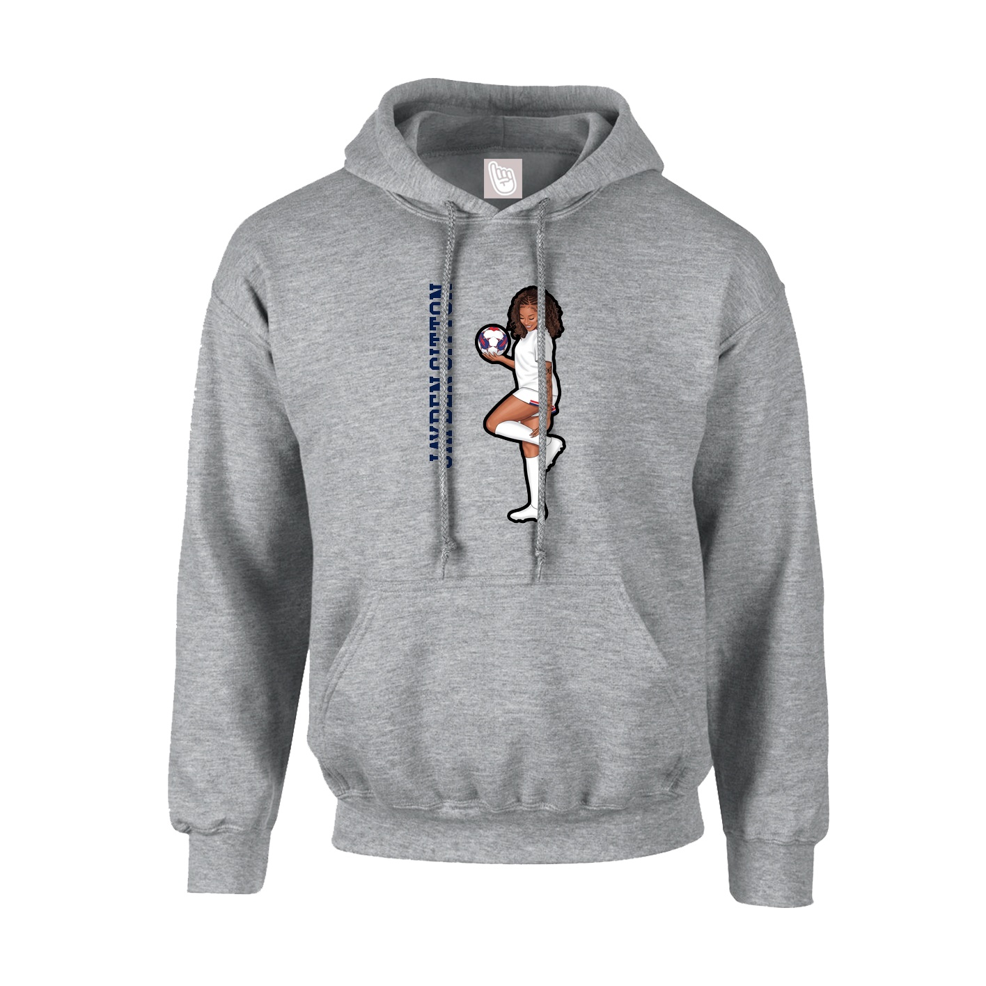 Hoodie — Name Vertical in Grey