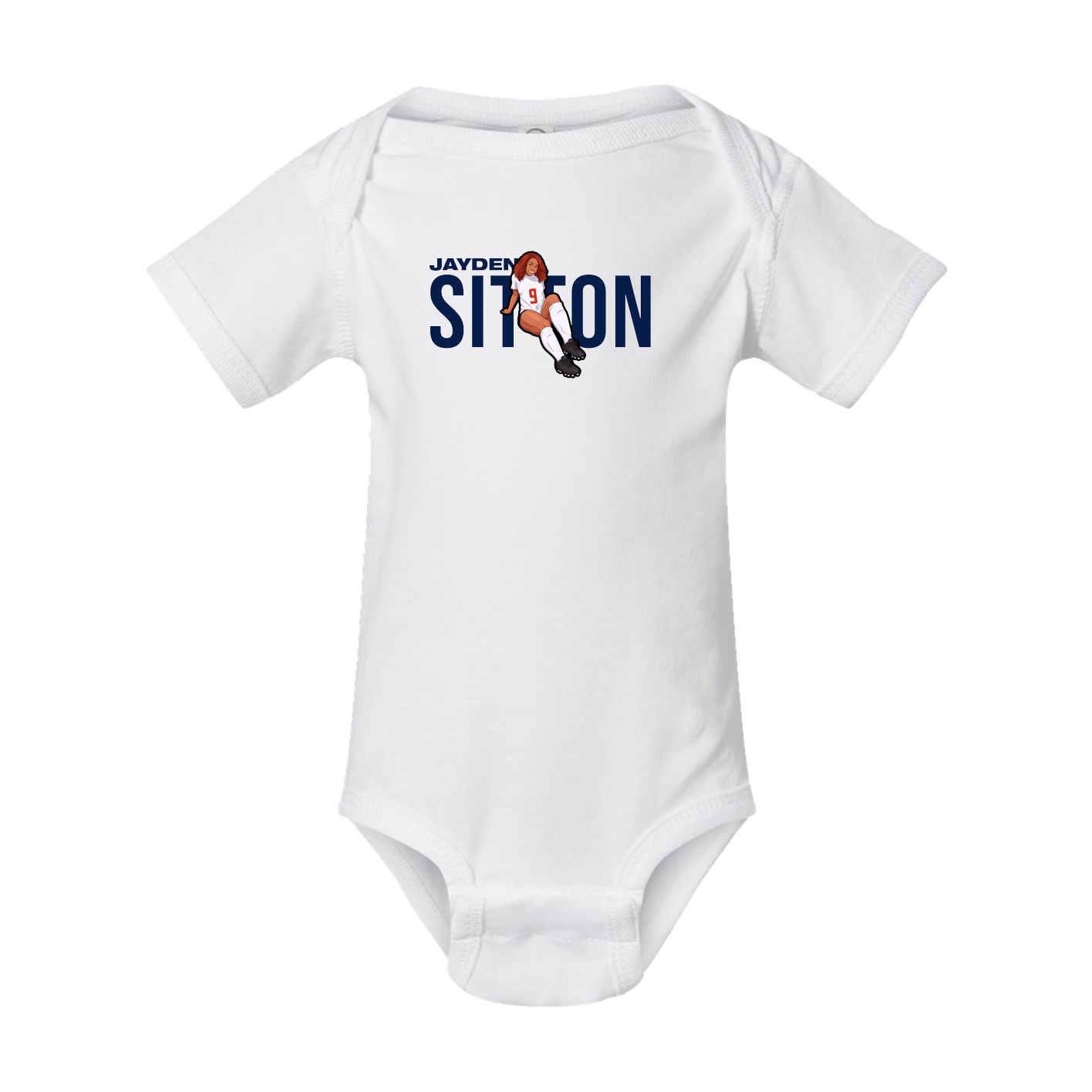 Baby Onesie — Player Name in White