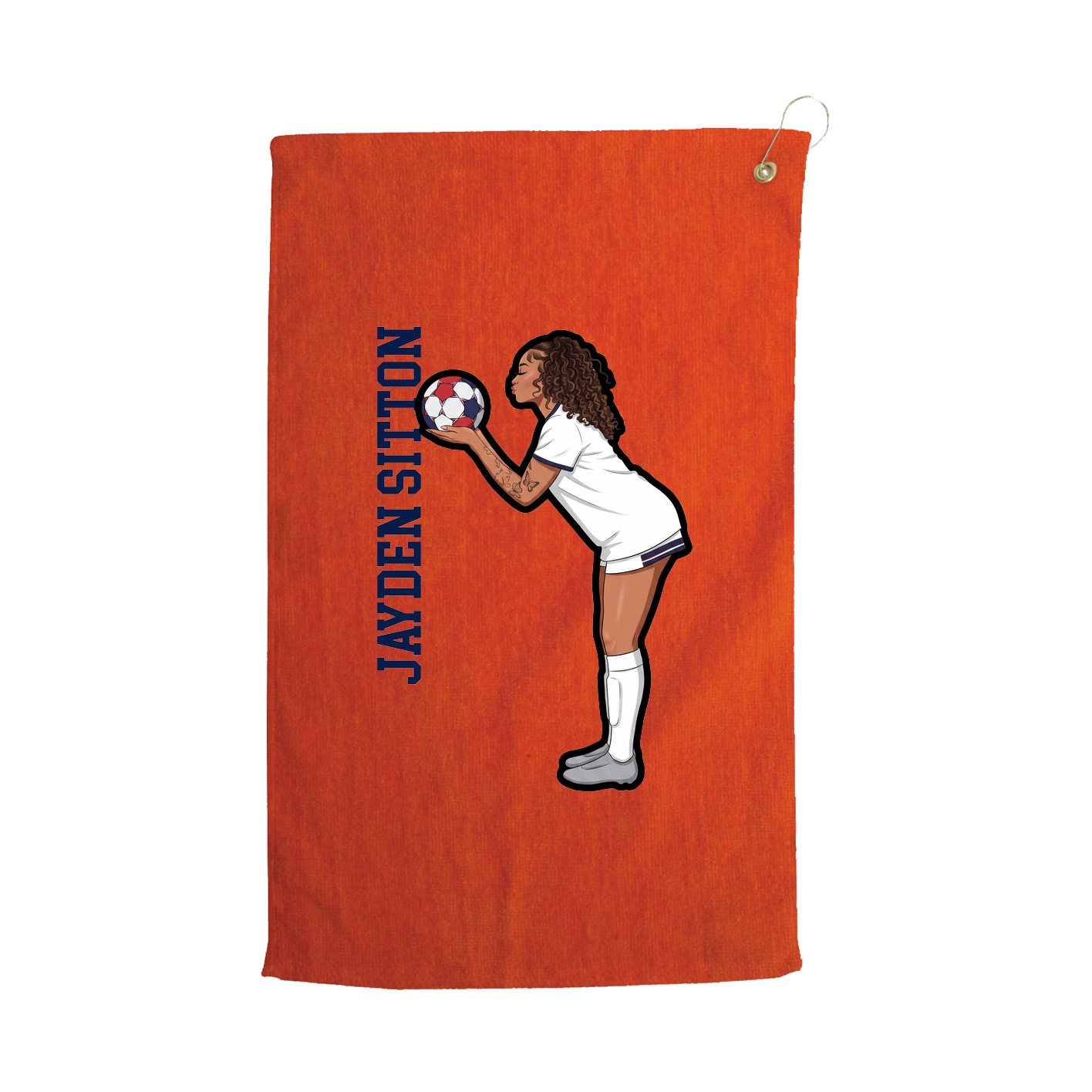 Golf Towel — Name Vertical in Orange