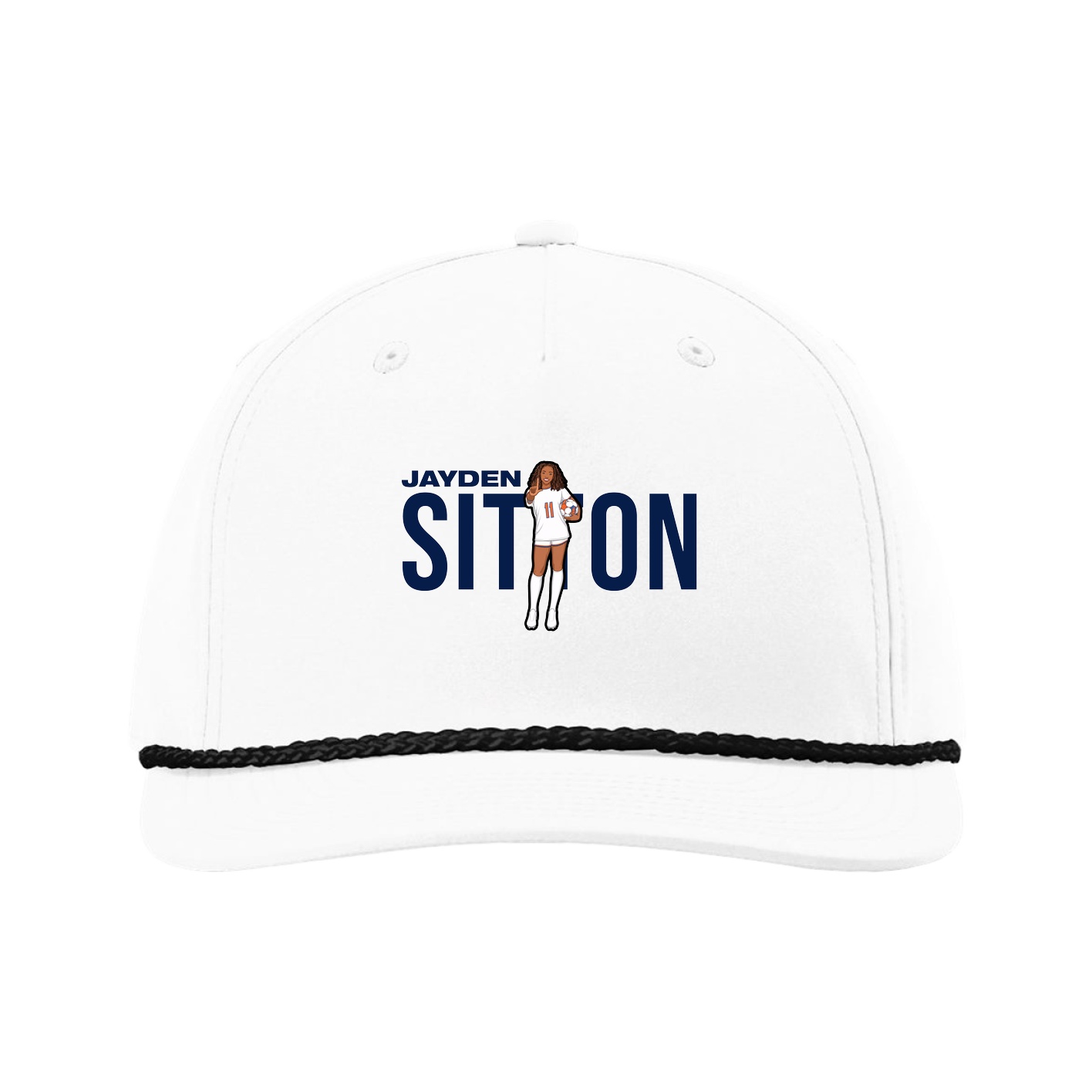 Five-Panel Classic Rope Cap — Player Name in White