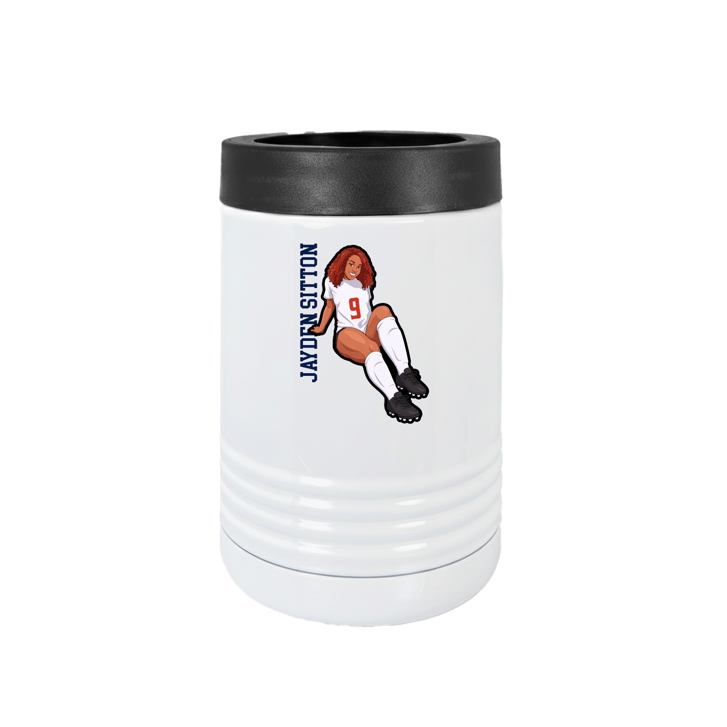 Beverage Holder — Name Vertical in White