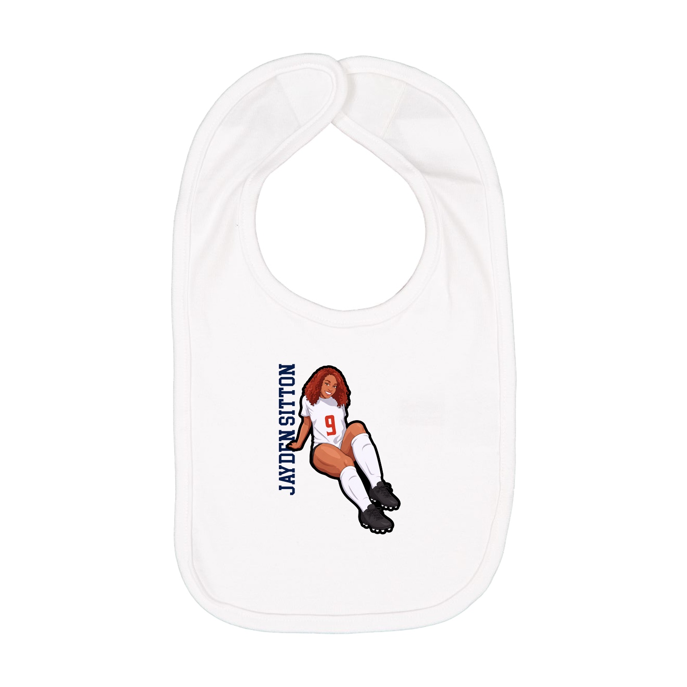 Infant Bib — Name Vertical in White