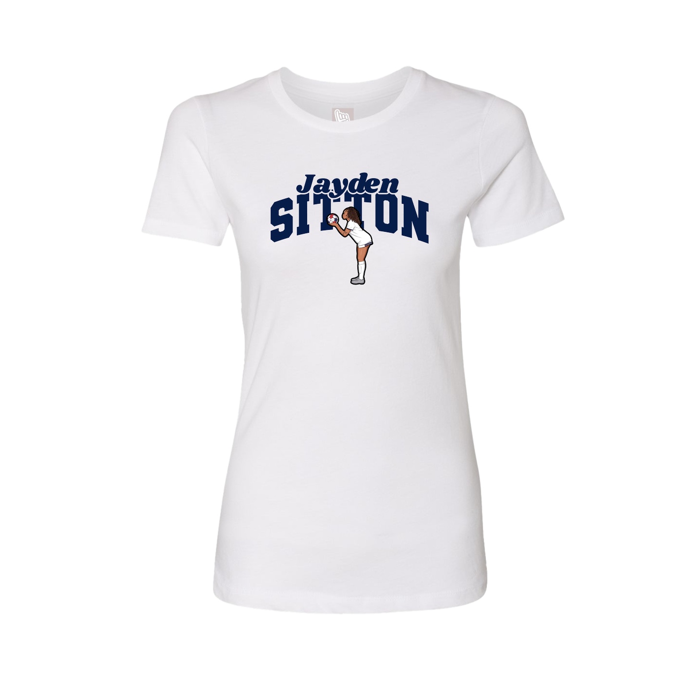 Fitted Women's Tee — Signature Arch in White