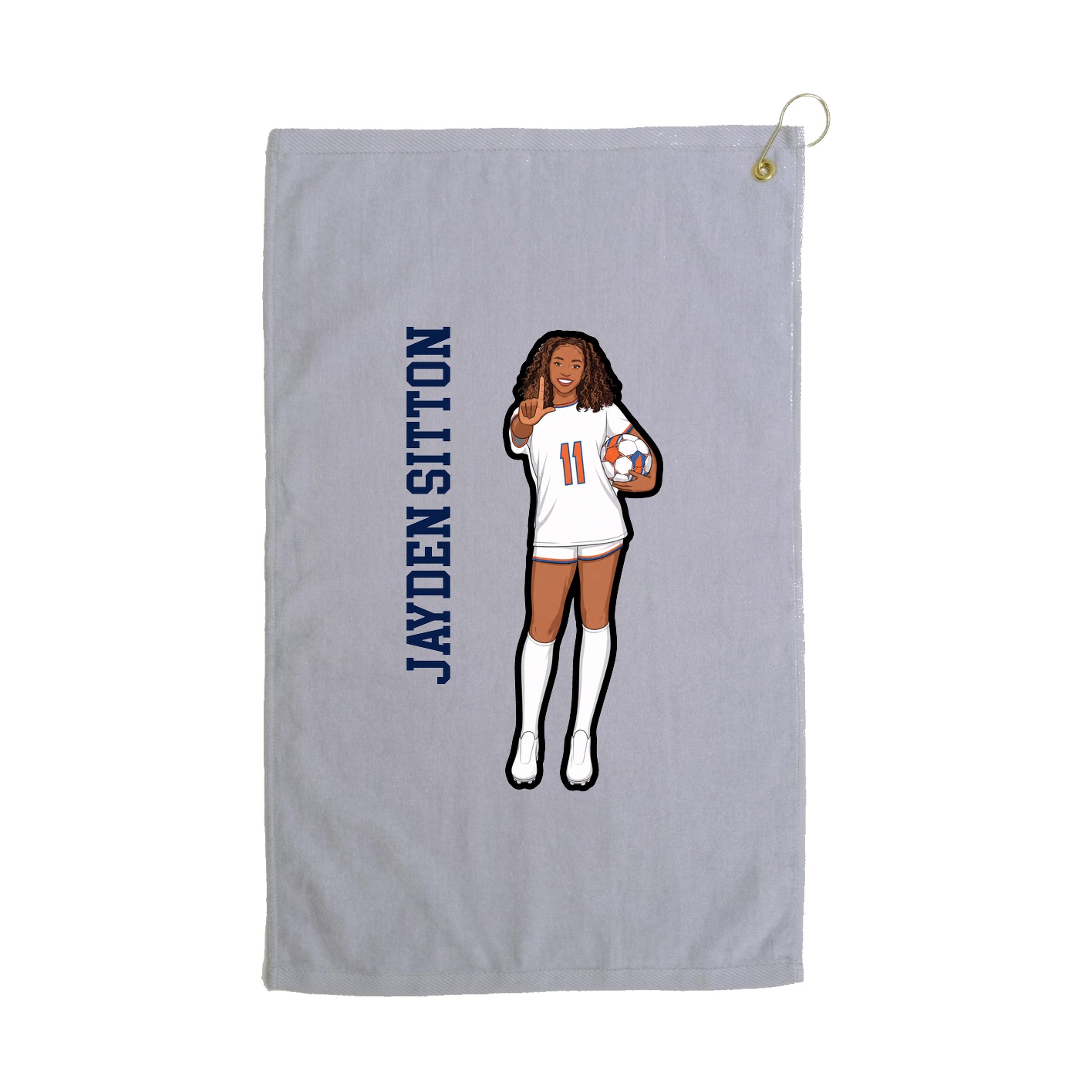 Golf Towel — Name Vertical in Grey