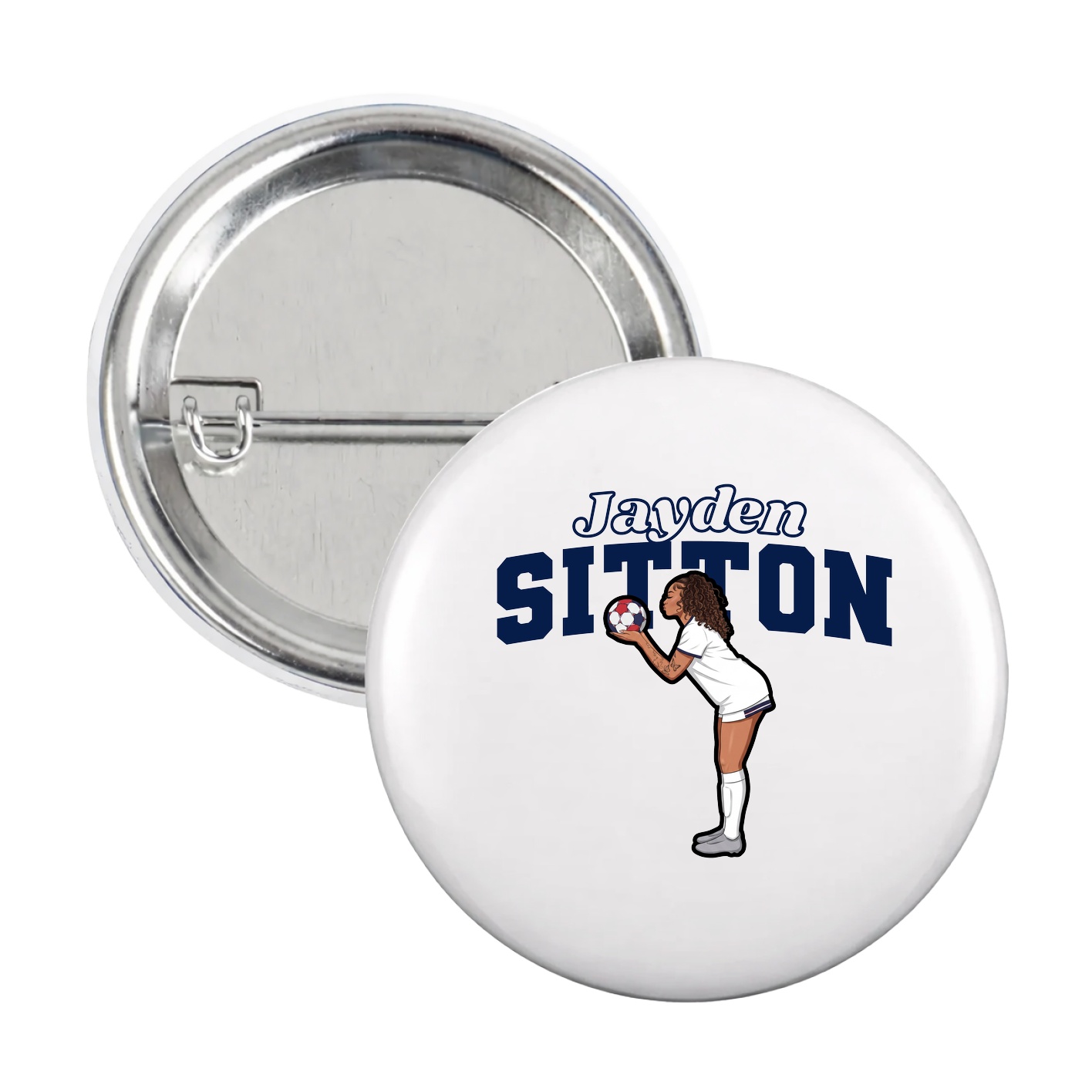 Game Day Button — Name Arch in White