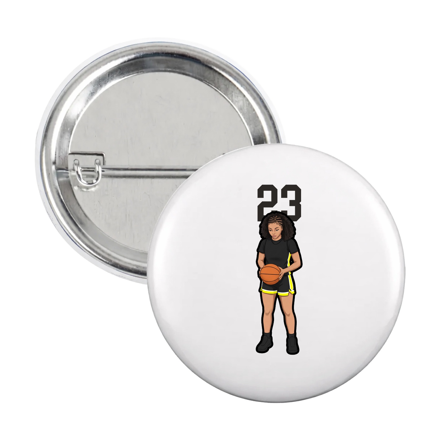 Game Day Button — Number Top in White