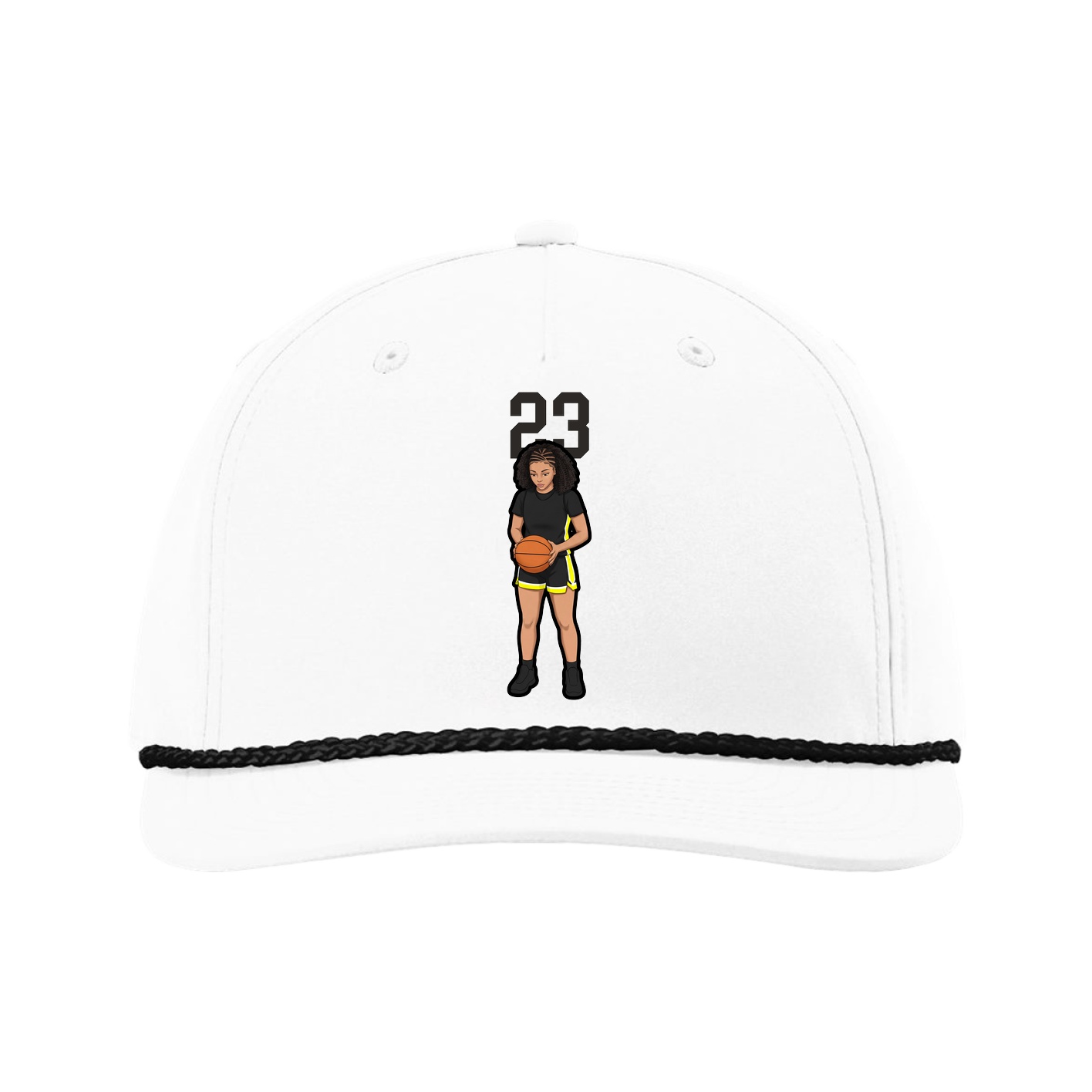 Five-Panel Classic Rope Cap — Number Top in White