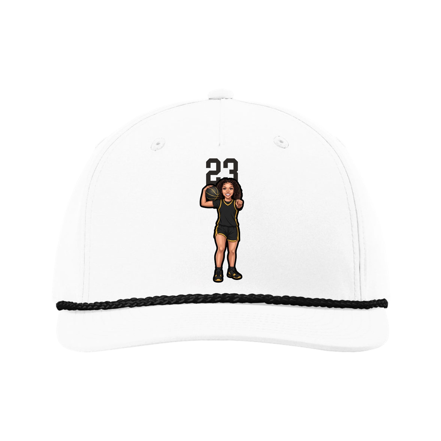 Five-Panel Classic Rope Cap — Number Top in White