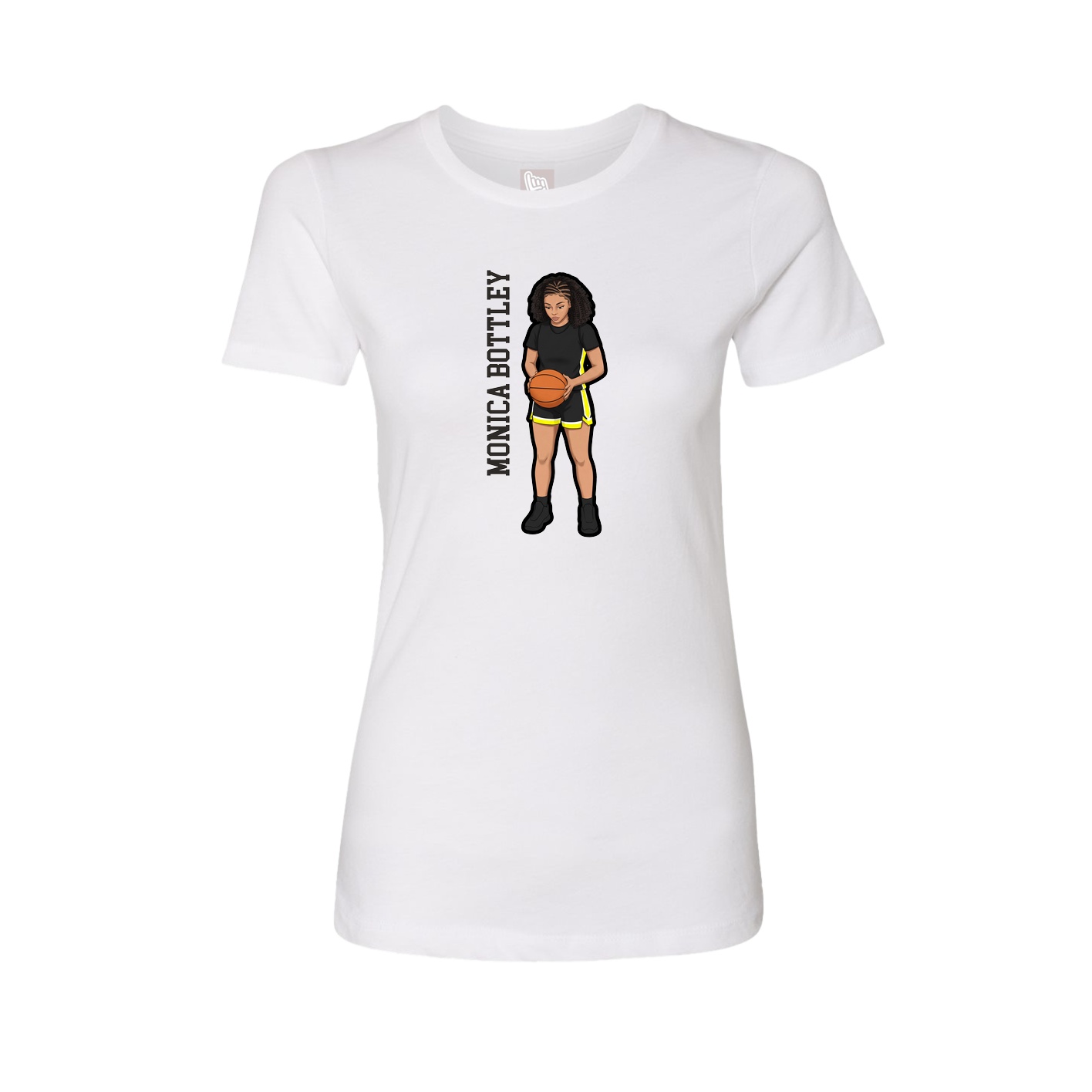 Fitted Women's Tee — Name Vertical in White